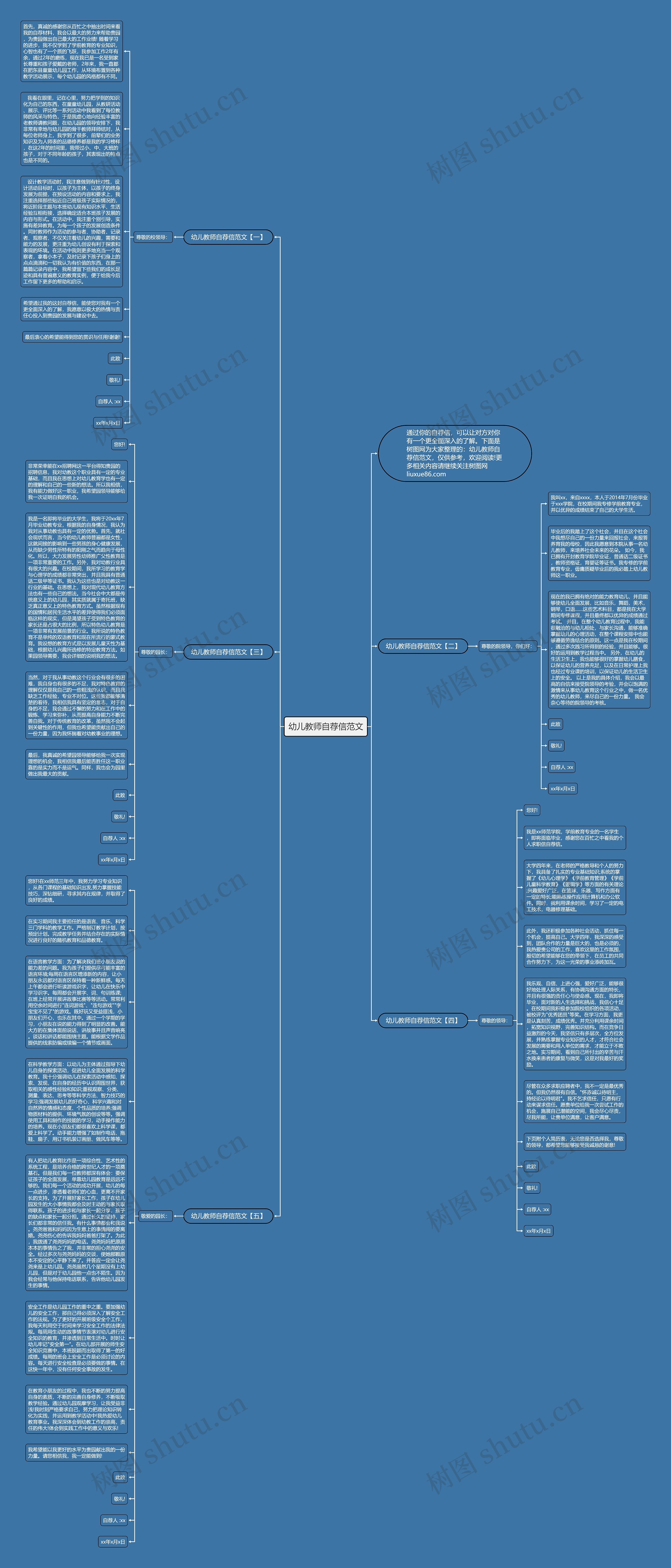 幼儿教师自荐信范文思维导图