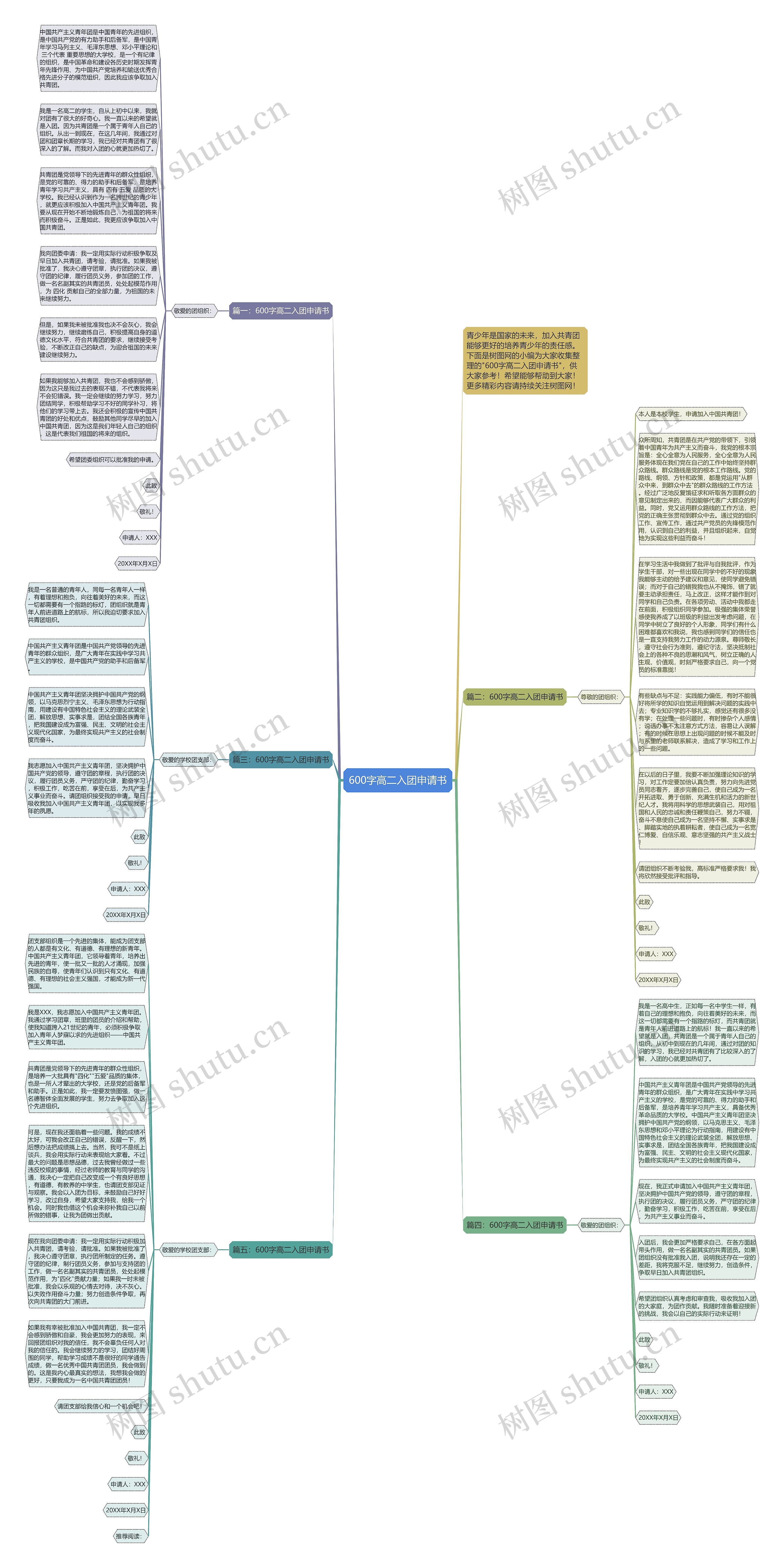 600字高二入团申请书思维导图