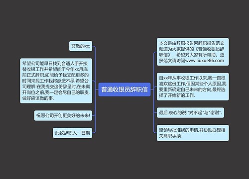 普通收银员辞职信