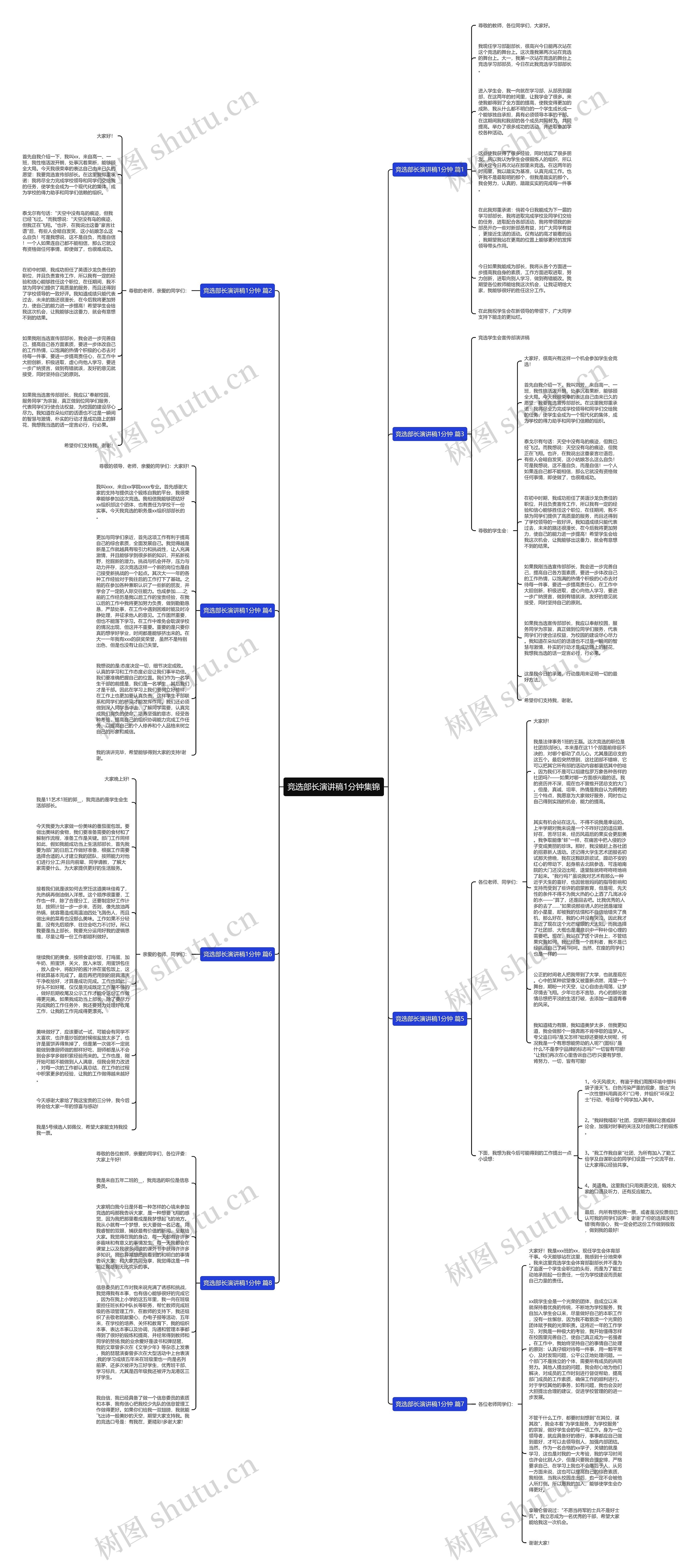 竞选部长演讲稿1分钟集锦思维导图