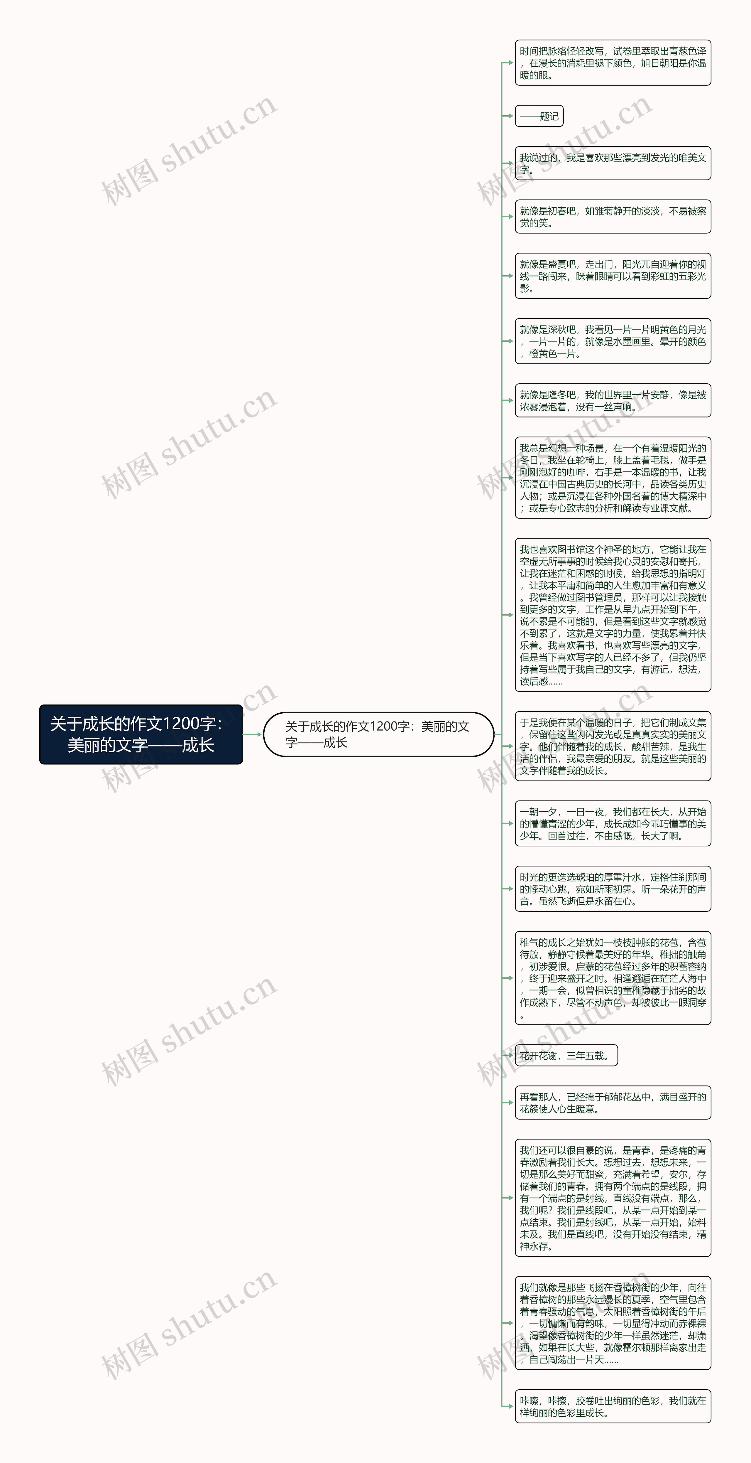 关于成长的作文1200字：美丽的文字——成长思维导图