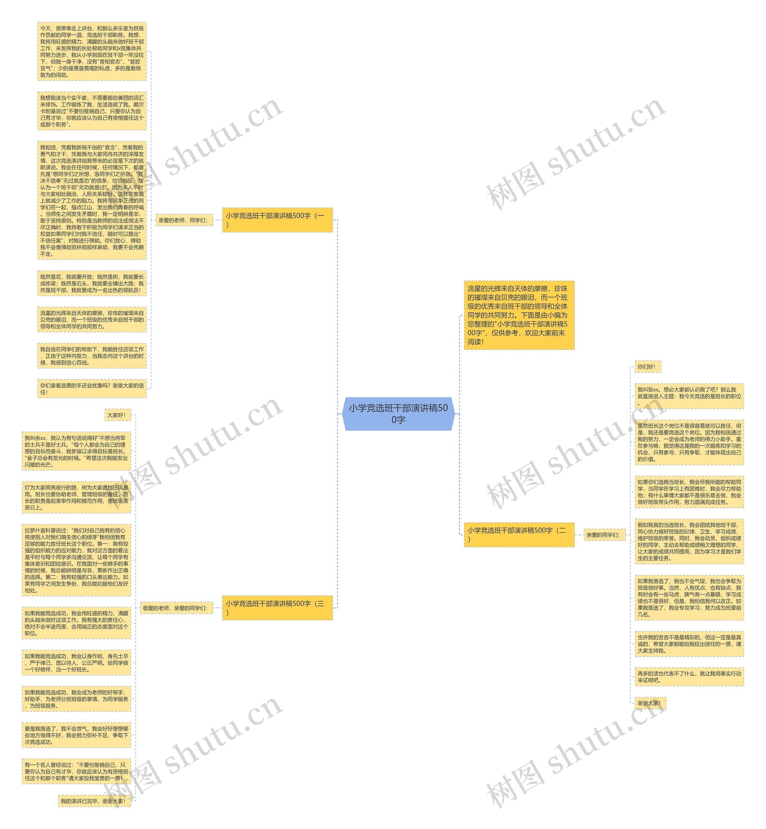 小学竞选班干部演讲稿500字思维导图