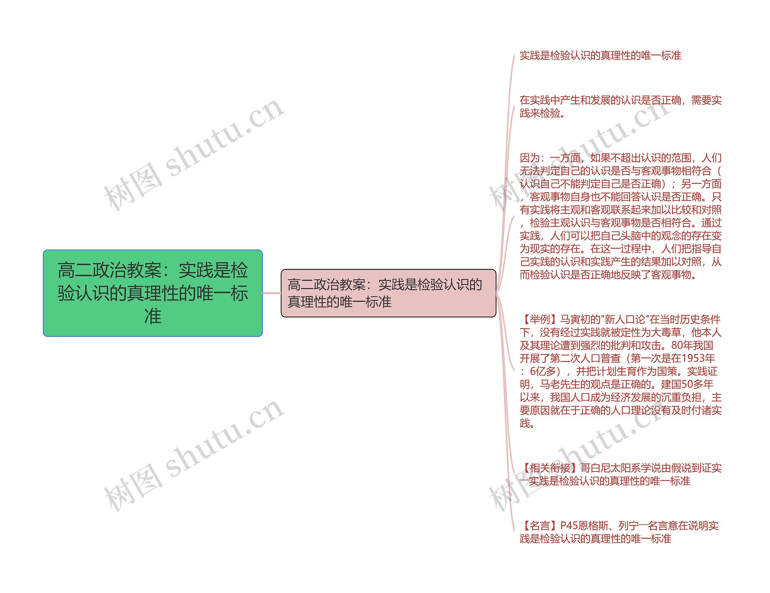 高二政治教案：实践是检验认识的真理性的唯一标准思维导图