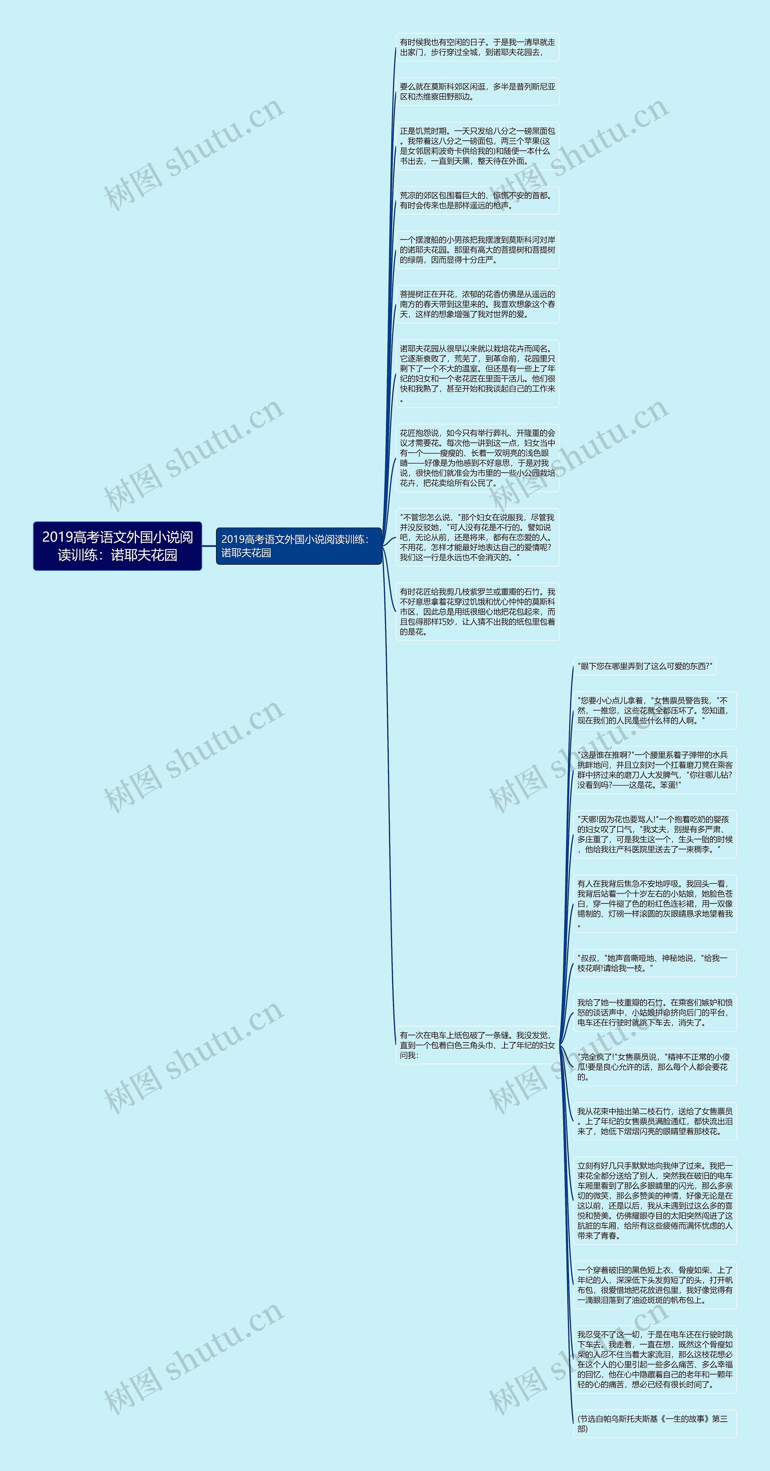 2019高考语文外国小说阅读训练：诺耶夫花园思维导图