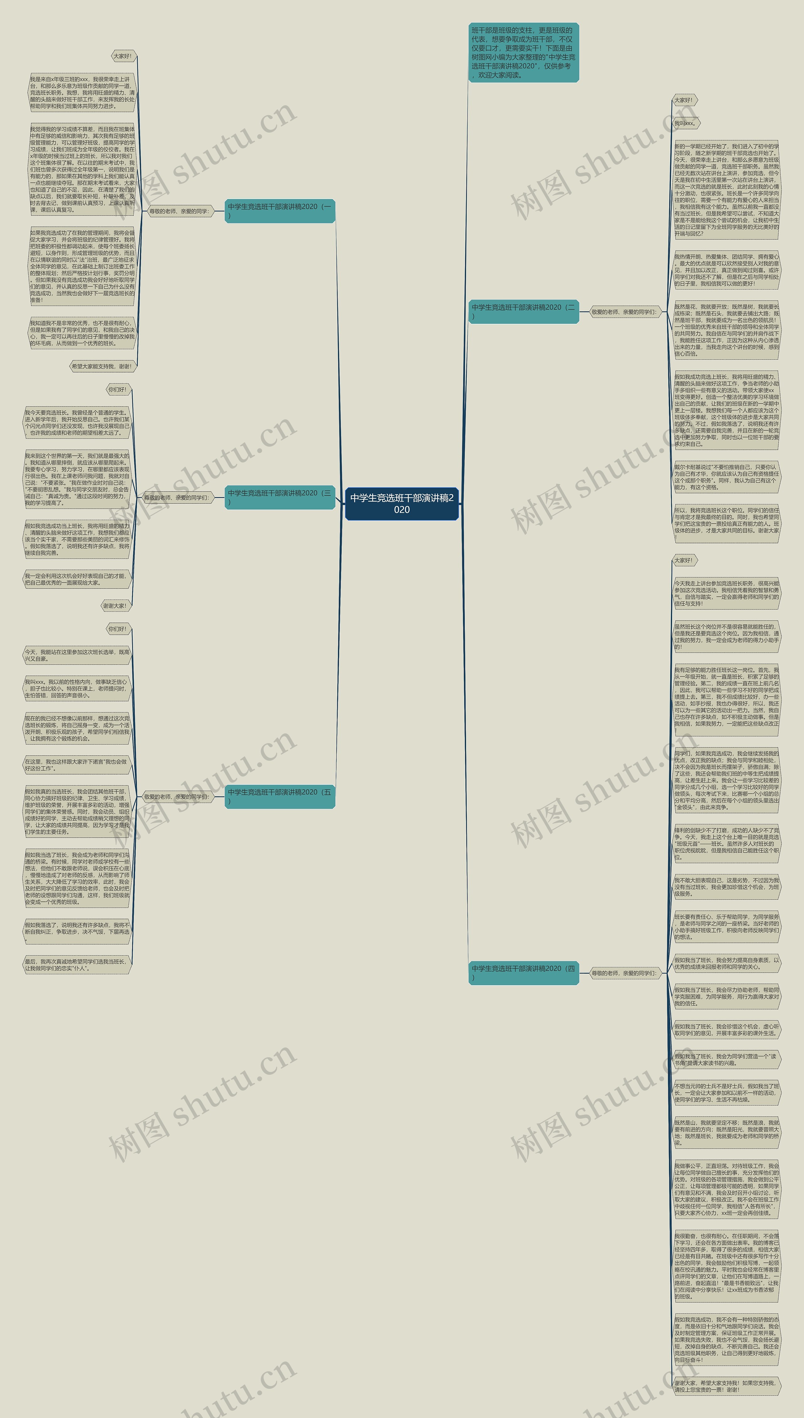 中学生竞选班干部演讲稿2020思维导图