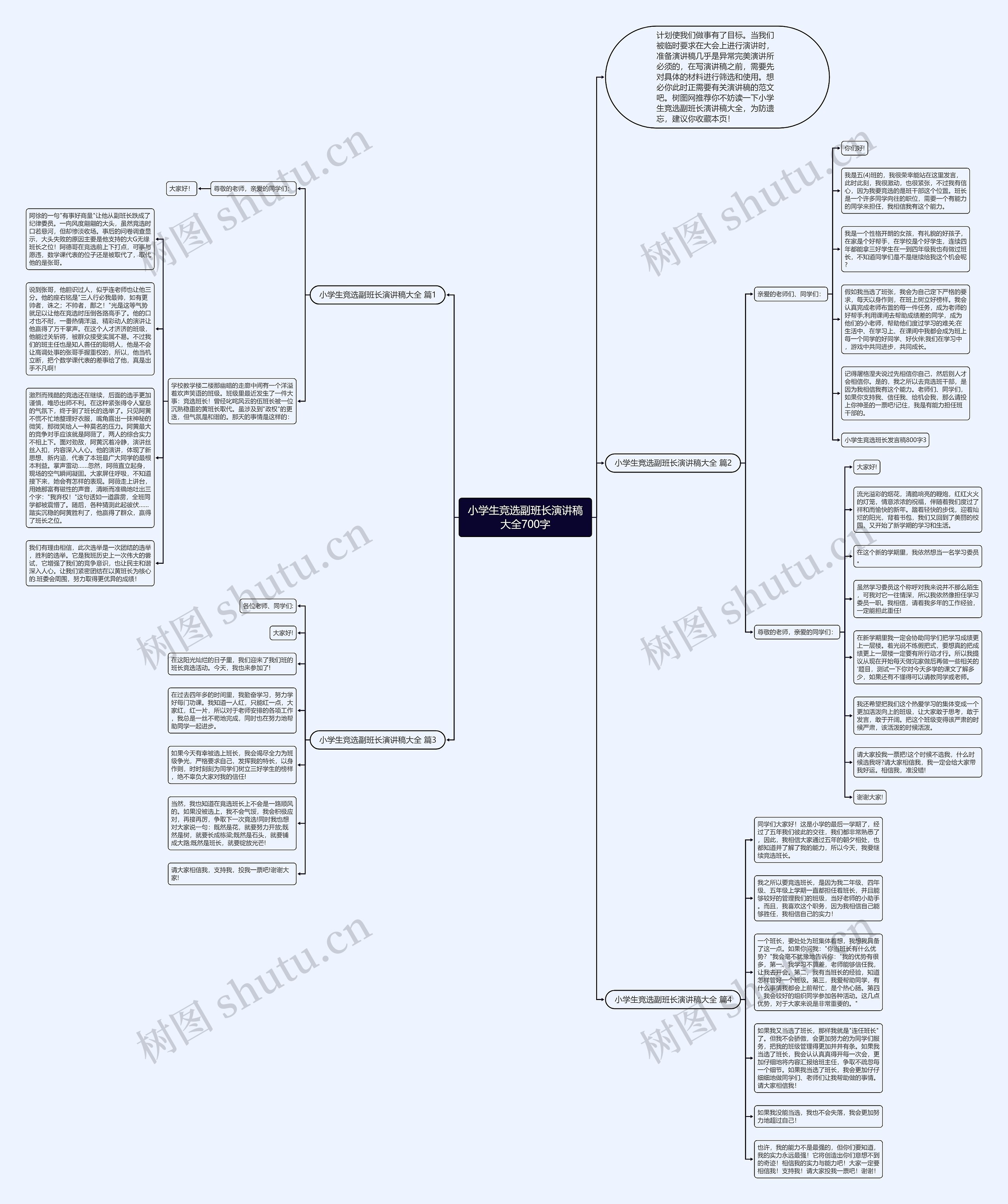 小学生竞选副班长演讲稿大全700字思维导图