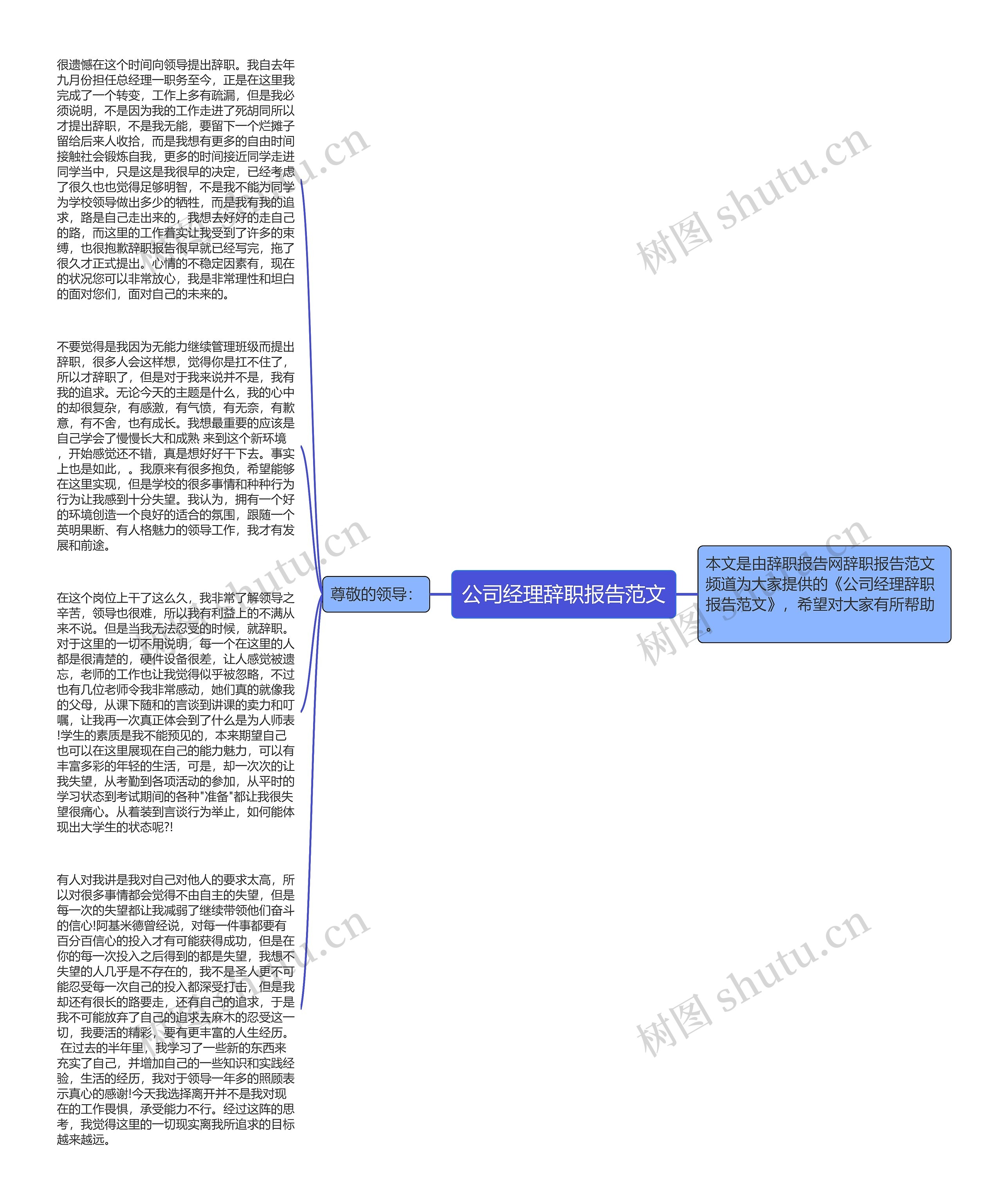 公司经理辞职报告范文思维导图