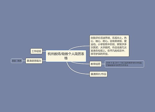 杭州教师/助教个人简历表格