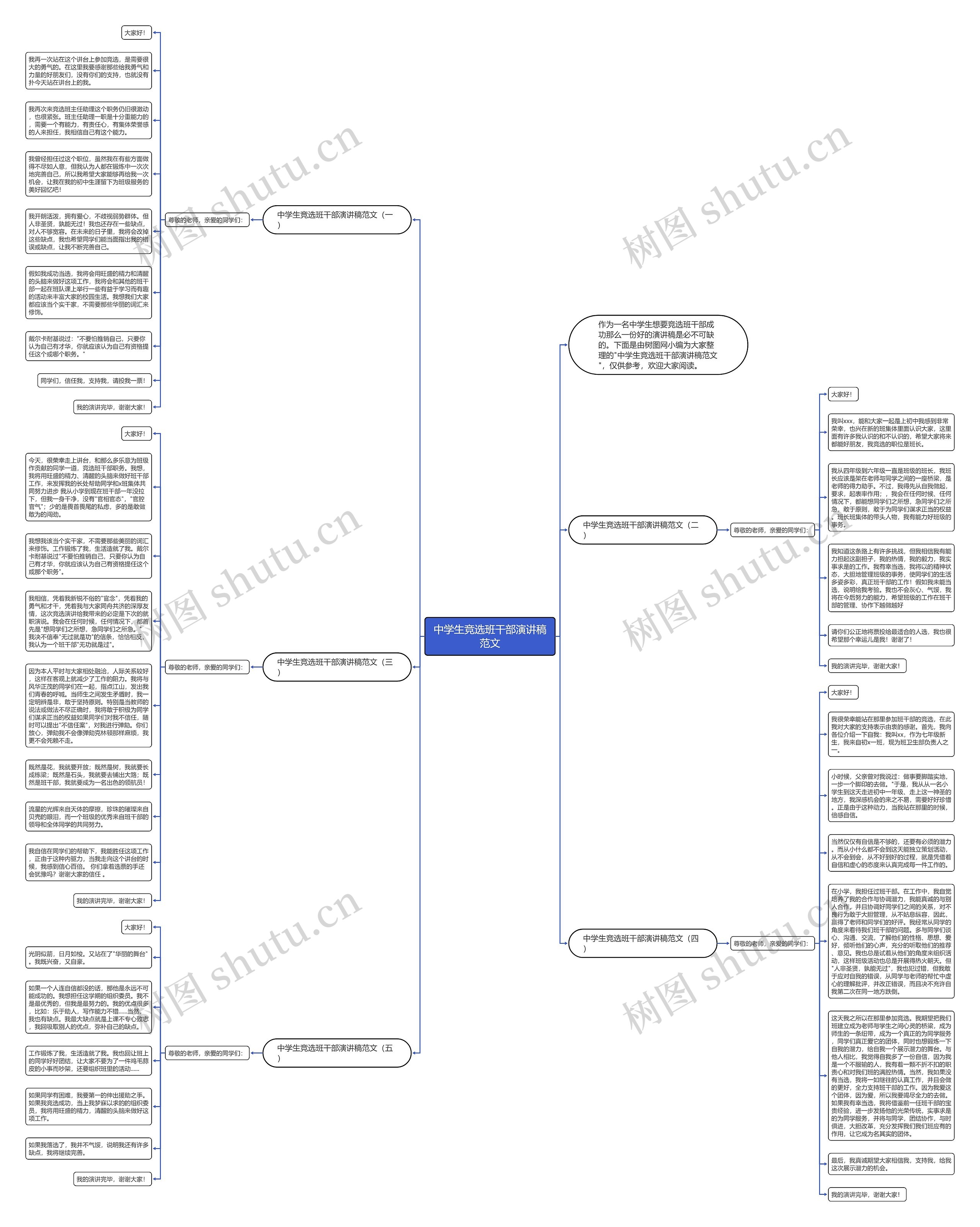 中学生竞选班干部演讲稿范文思维导图