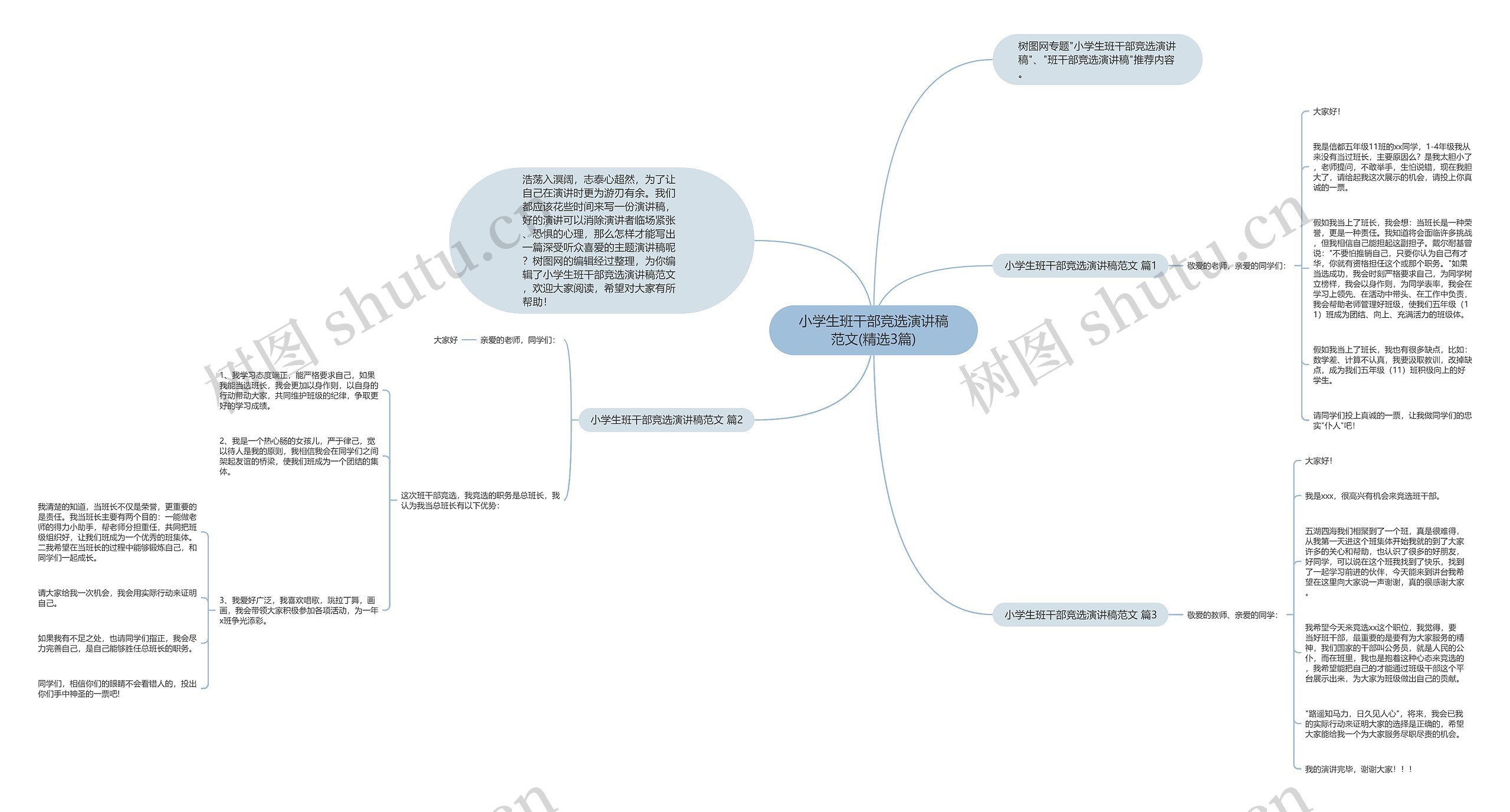 小学生班干部竞选演讲稿范文(精选3篇)思维导图