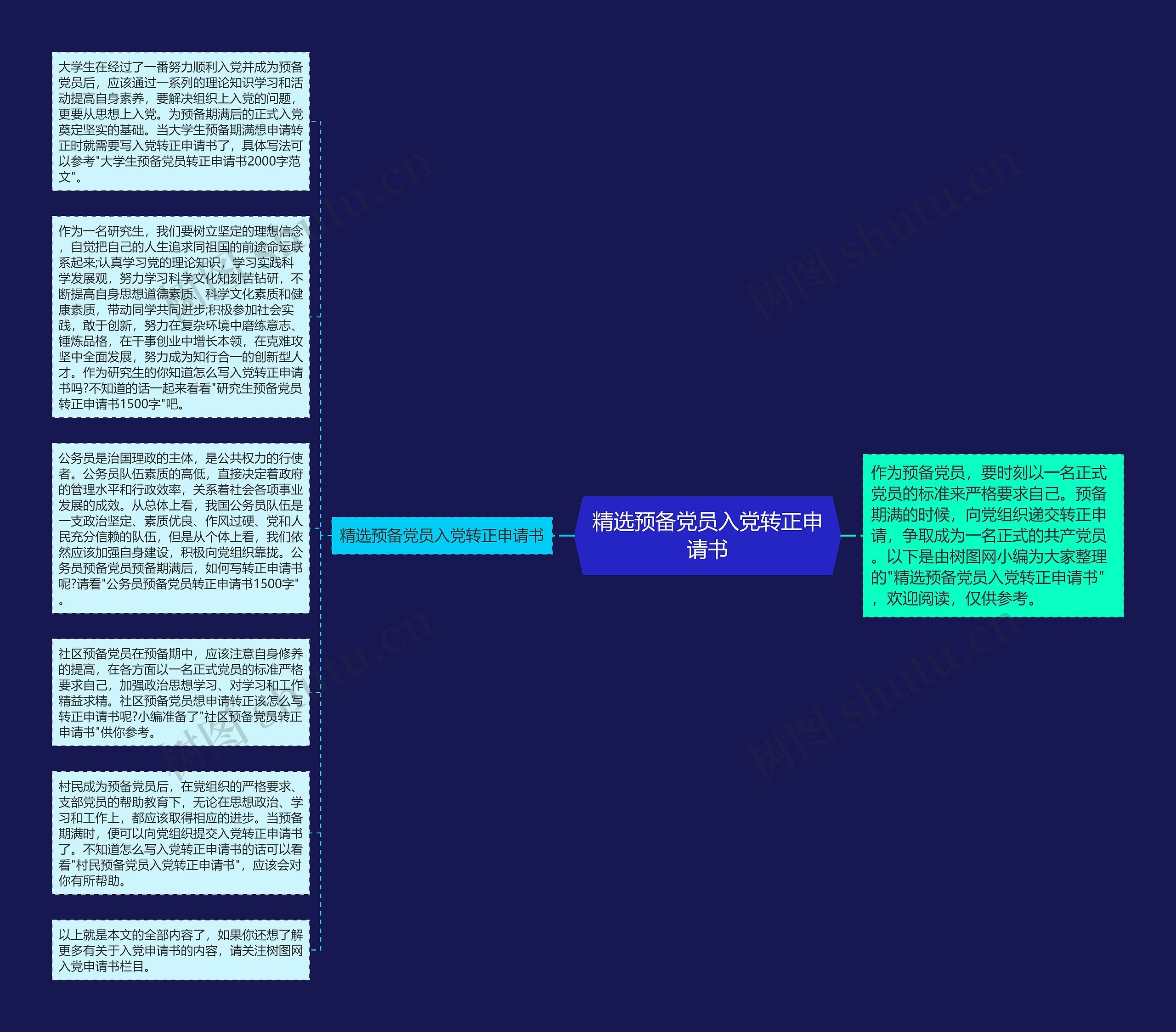 精选预备党员入党转正申请书思维导图
