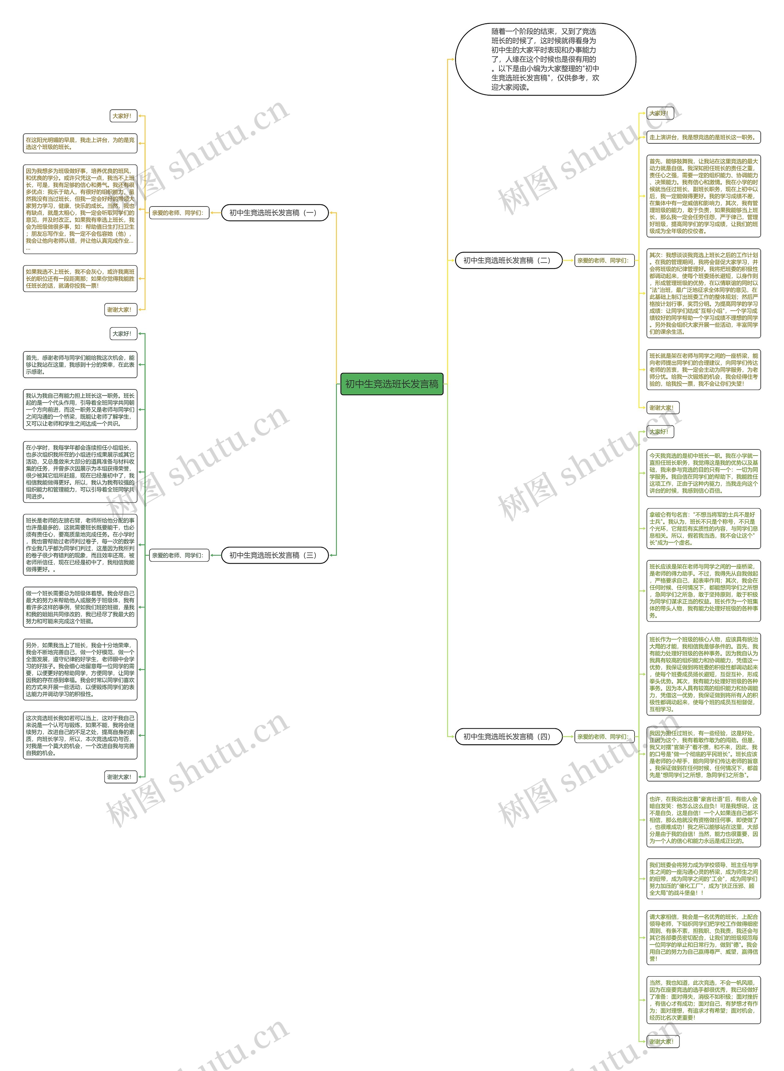 初中生竞选班长发言稿思维导图