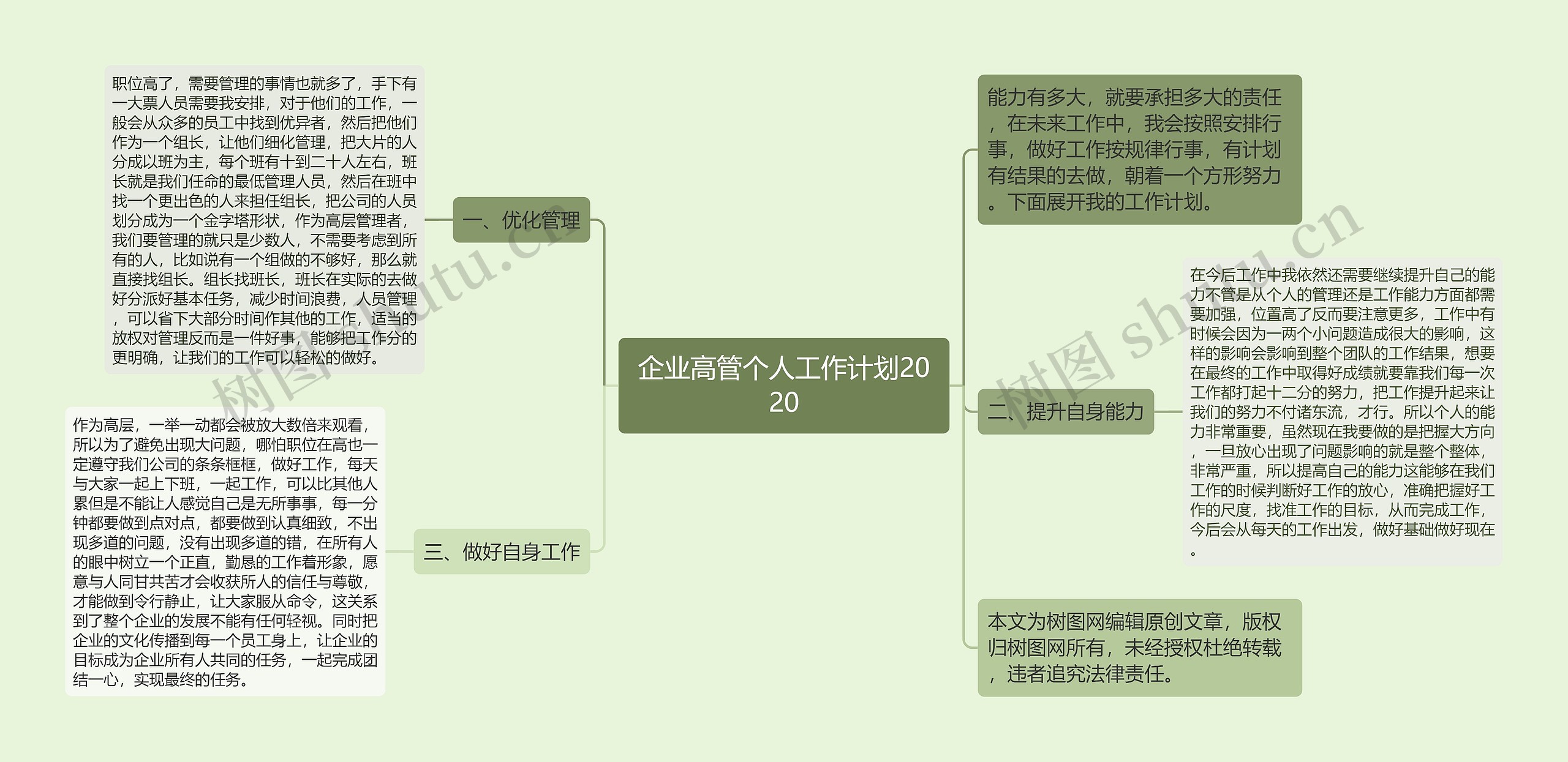 企业高管个人工作计划2020思维导图