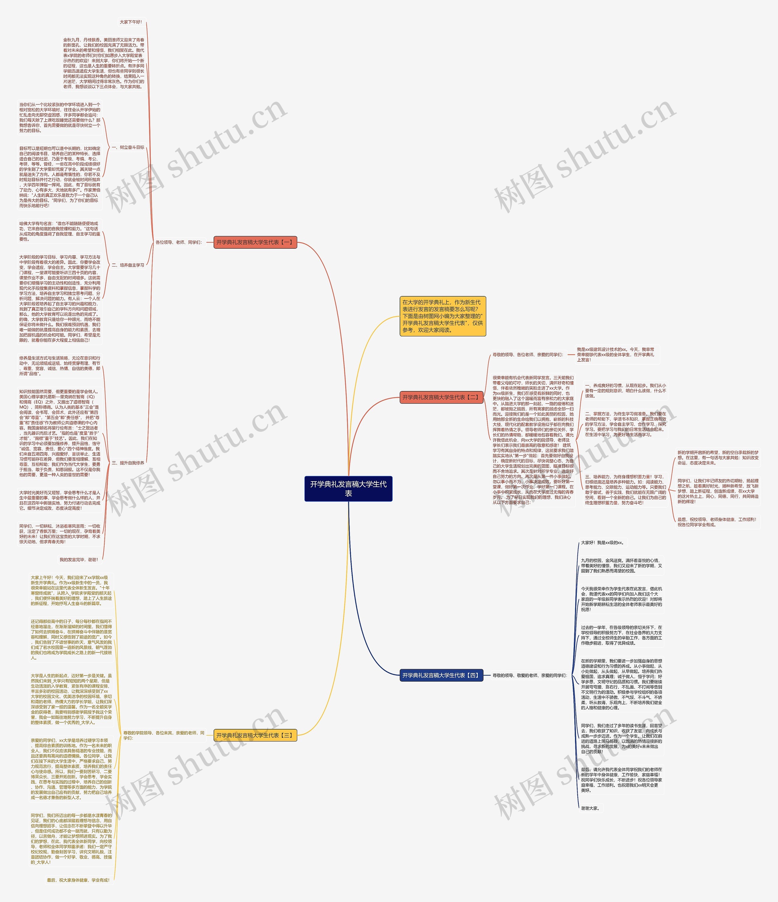 开学典礼发言稿大学生代表思维导图