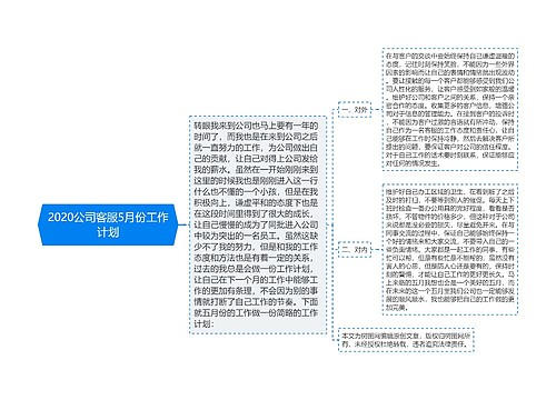 2020公司客服5月份工作计划