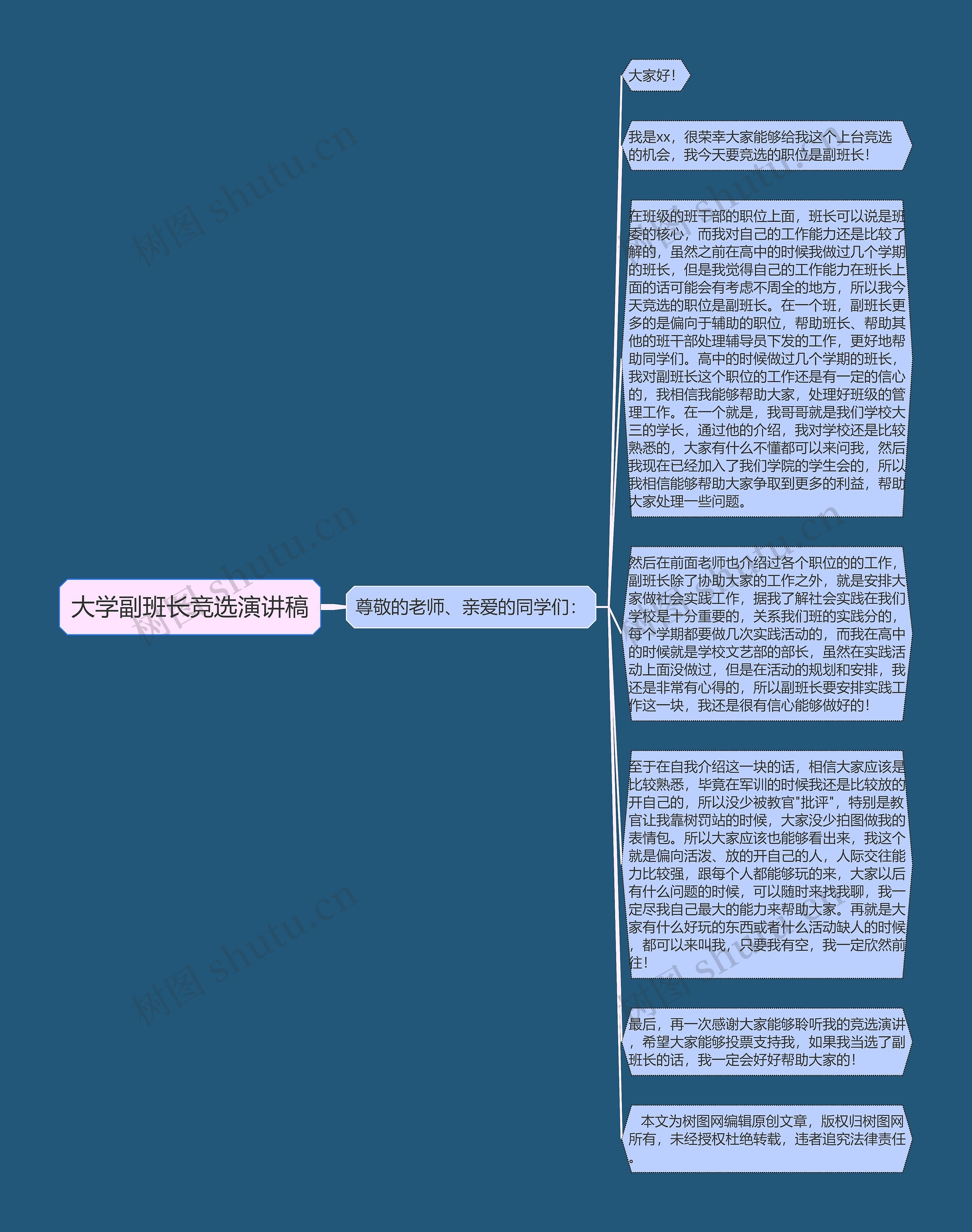 大学副班长竞选演讲稿思维导图