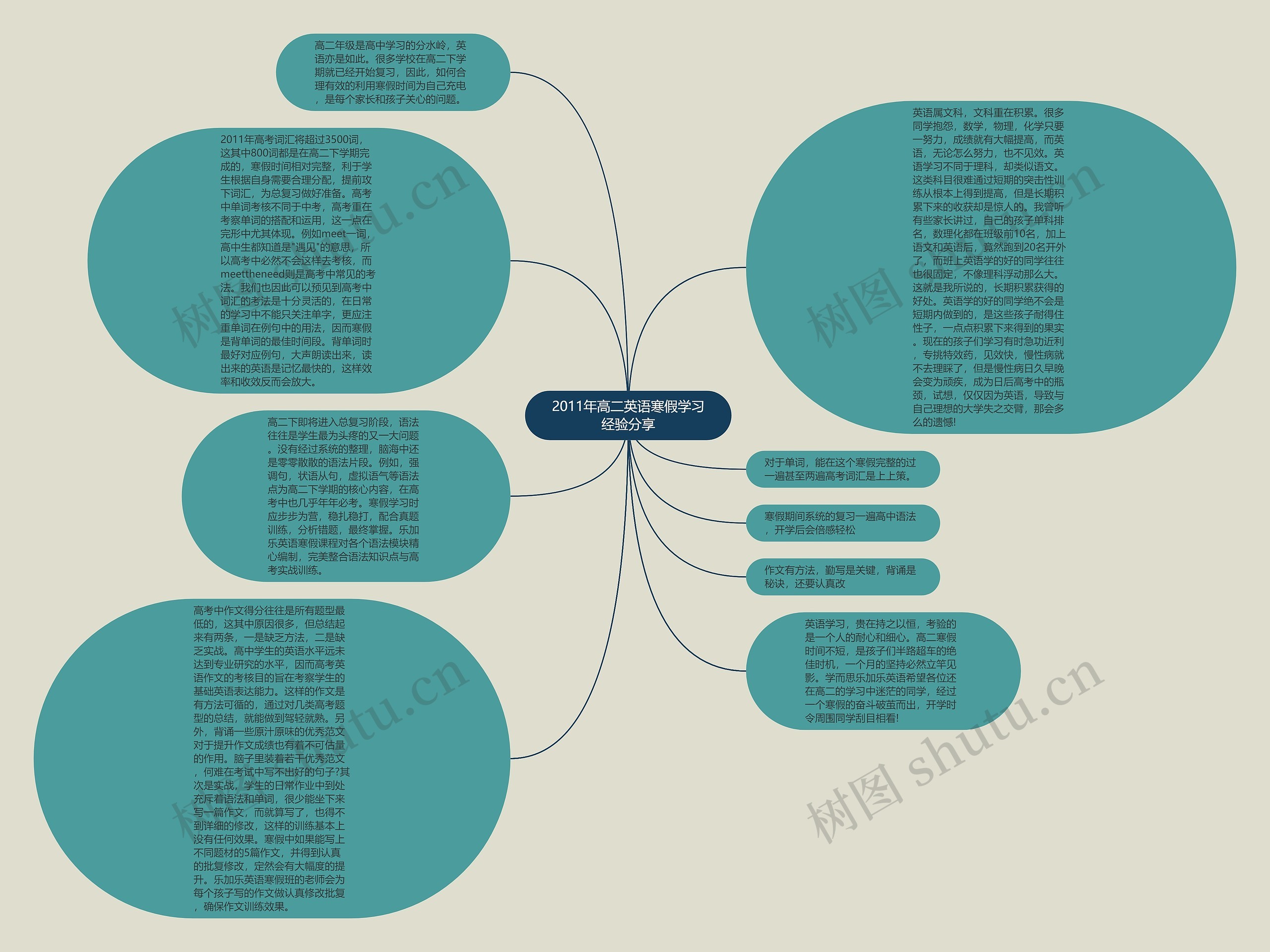 2011年高二英语寒假学习经验分享思维导图