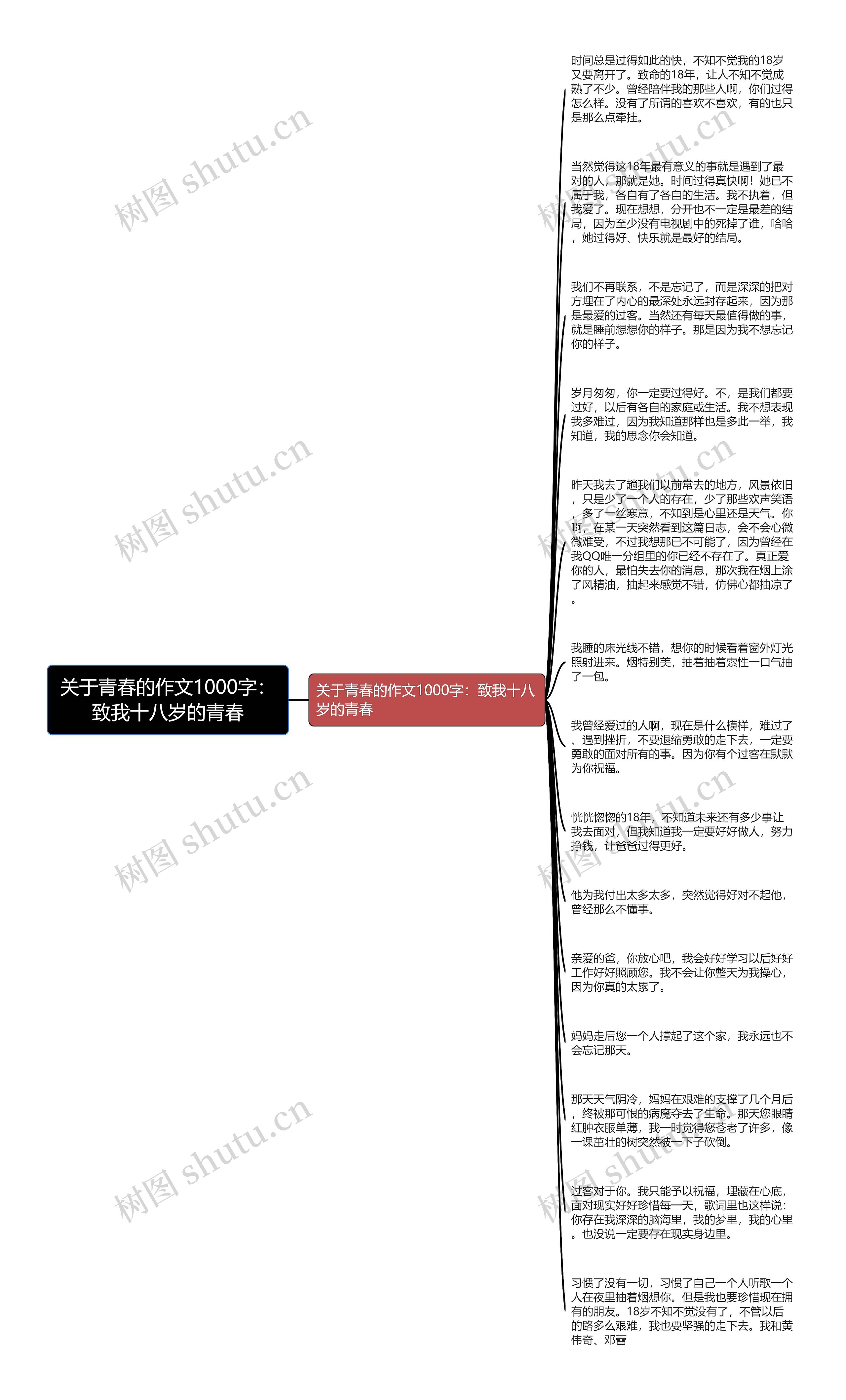 关于青春的作文1000字：致我十八岁的青春思维导图