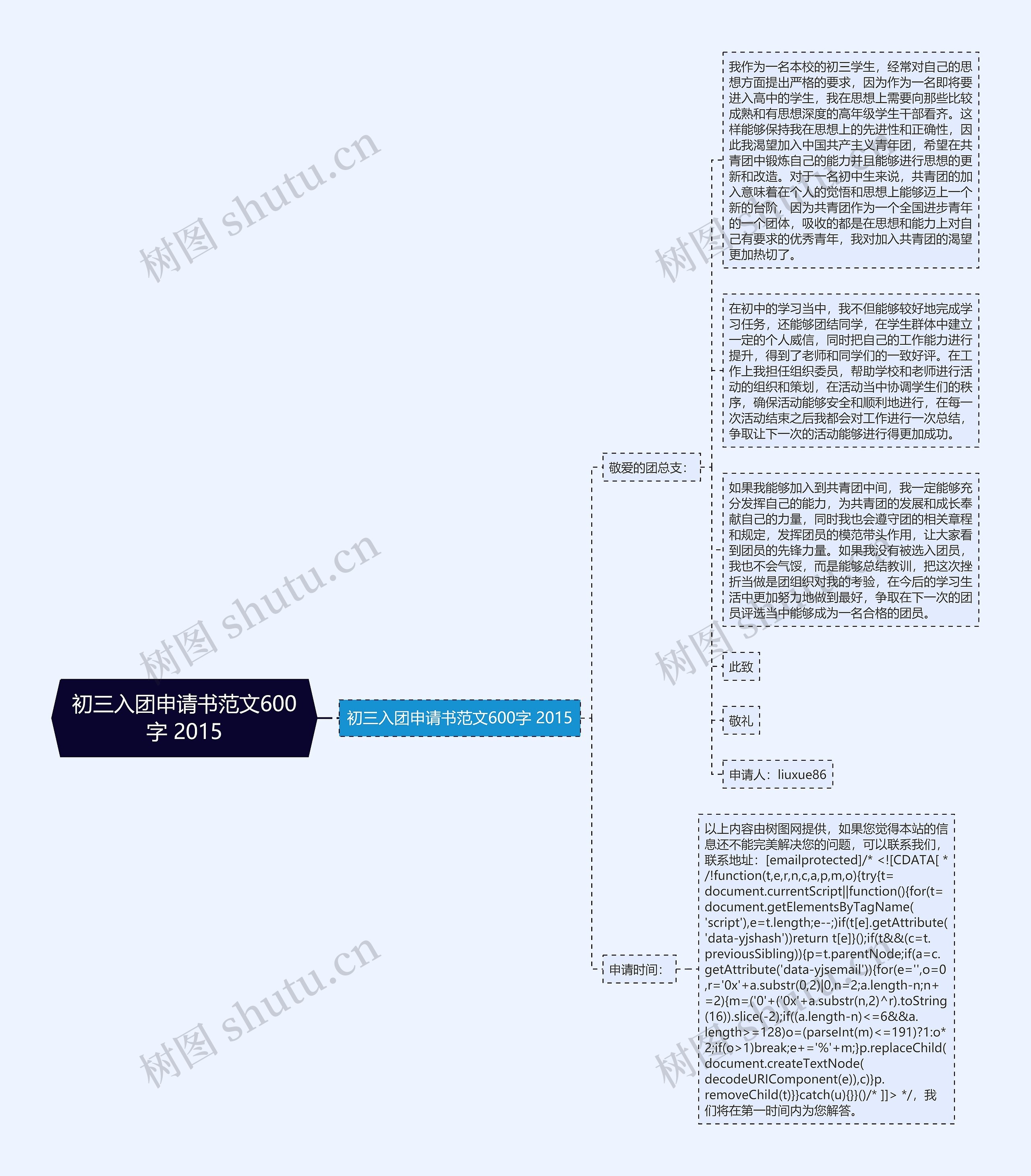 初三入团申请书范文600字 2015