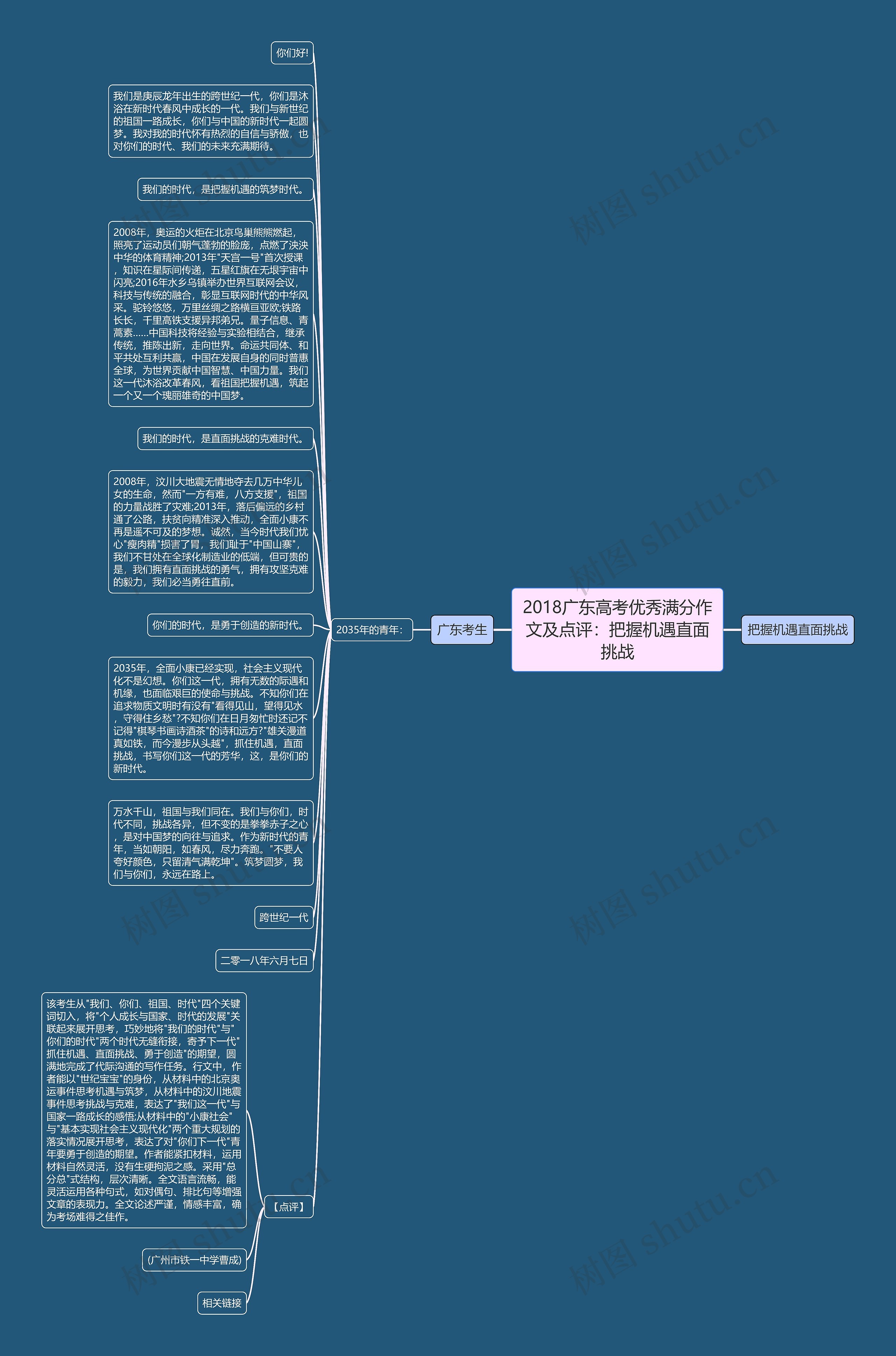 2018广东高考优秀满分作文及点评：把握机遇直面挑战思维导图