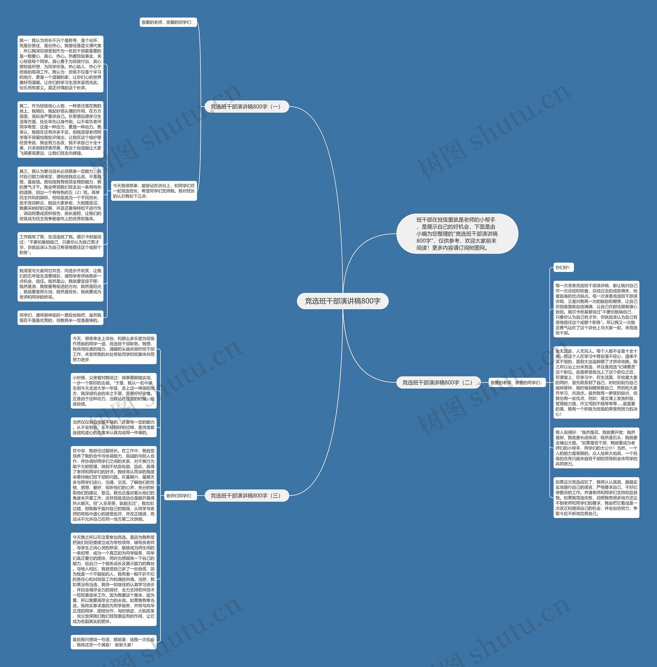 竞选班干部演讲稿800字思维导图
