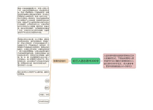 初三入团志愿书300字