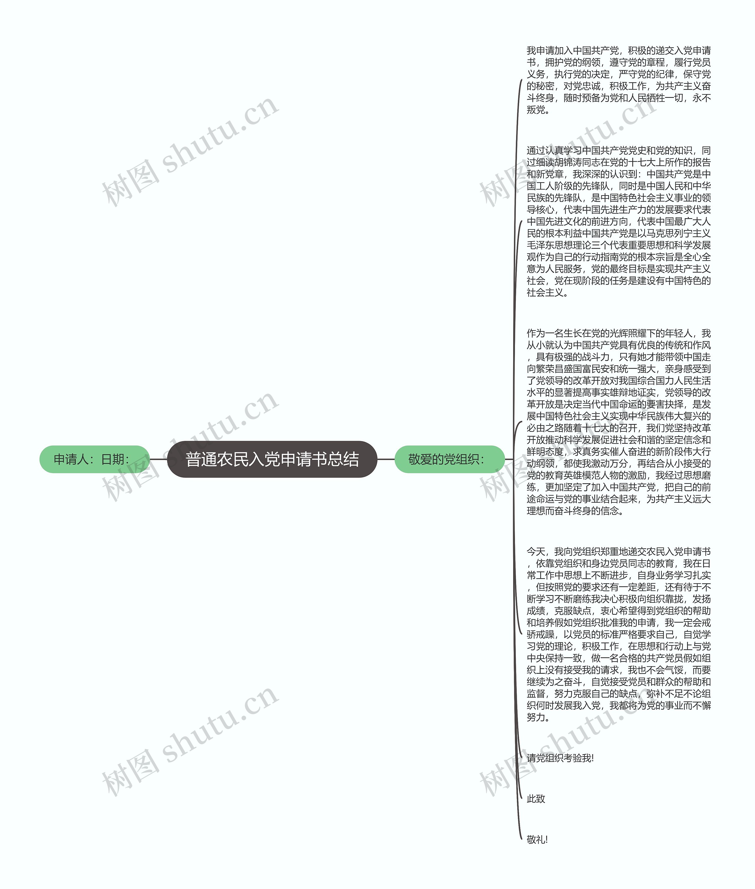 普通农民入党申请书总结思维导图