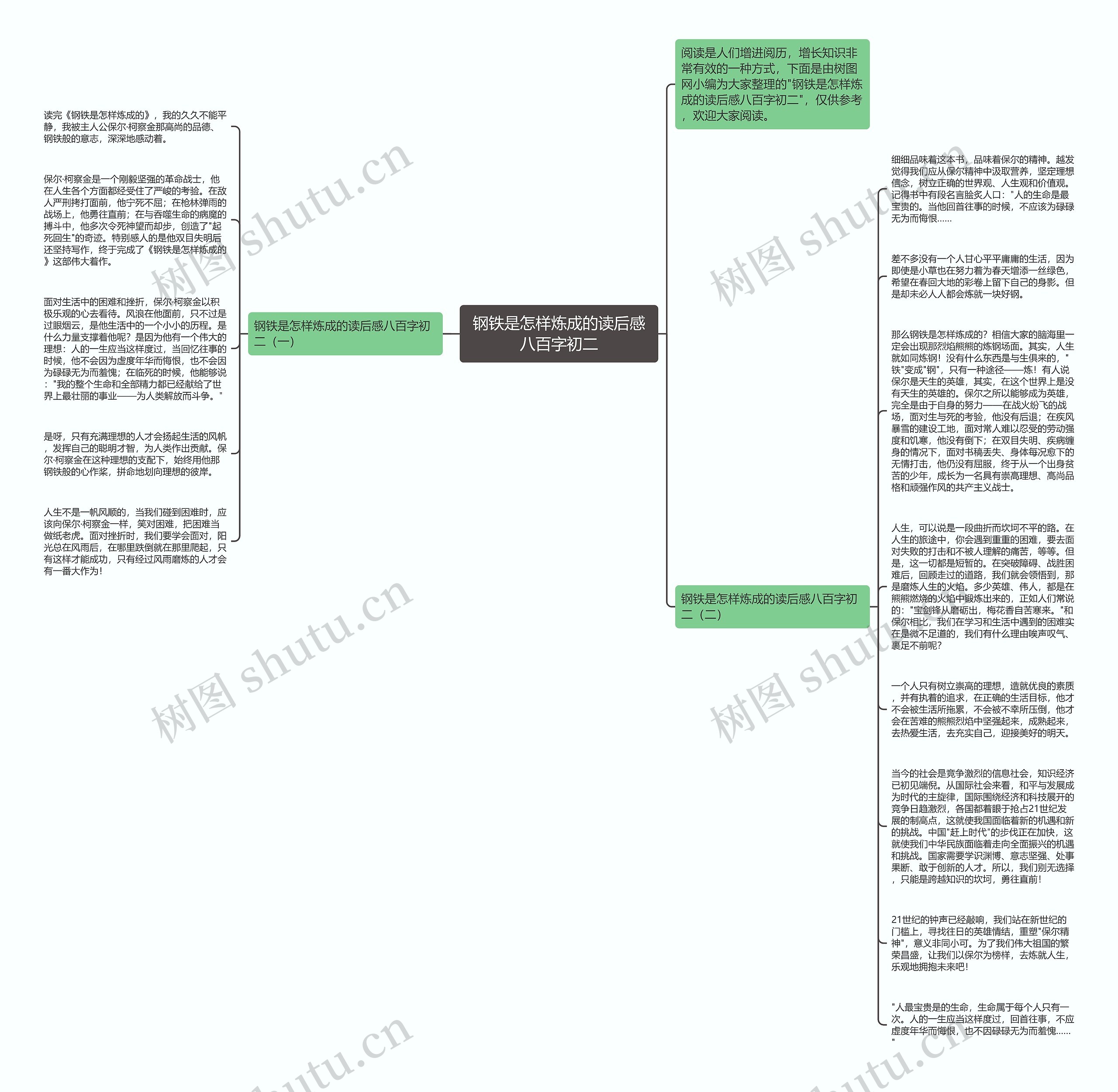 钢铁是怎样炼成的读后感八百字初二思维导图