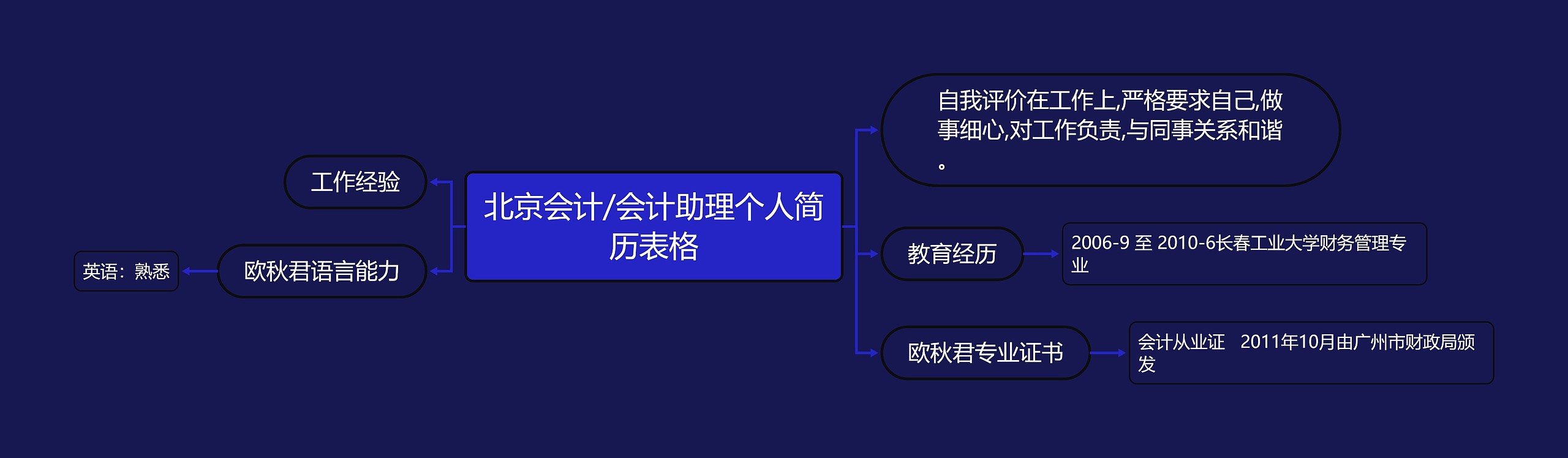 北京会计/会计助理个人简历表格