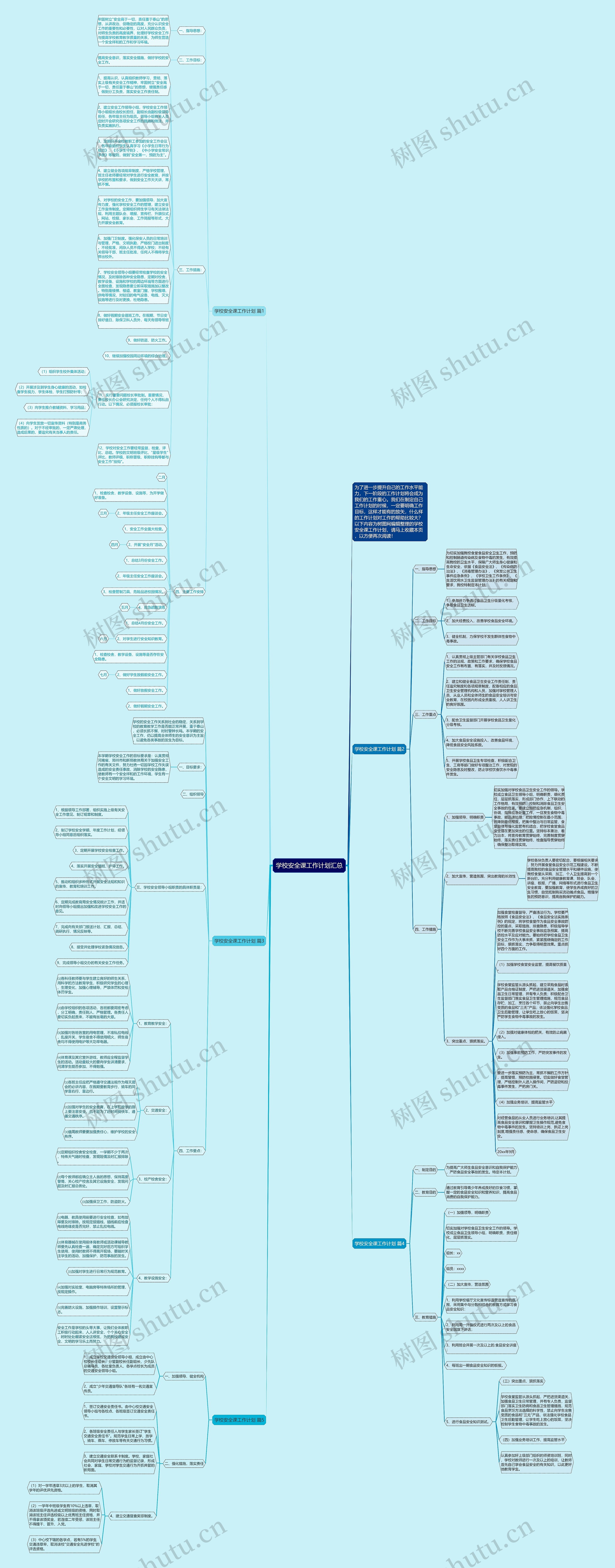学校安全课工作计划汇总思维导图
