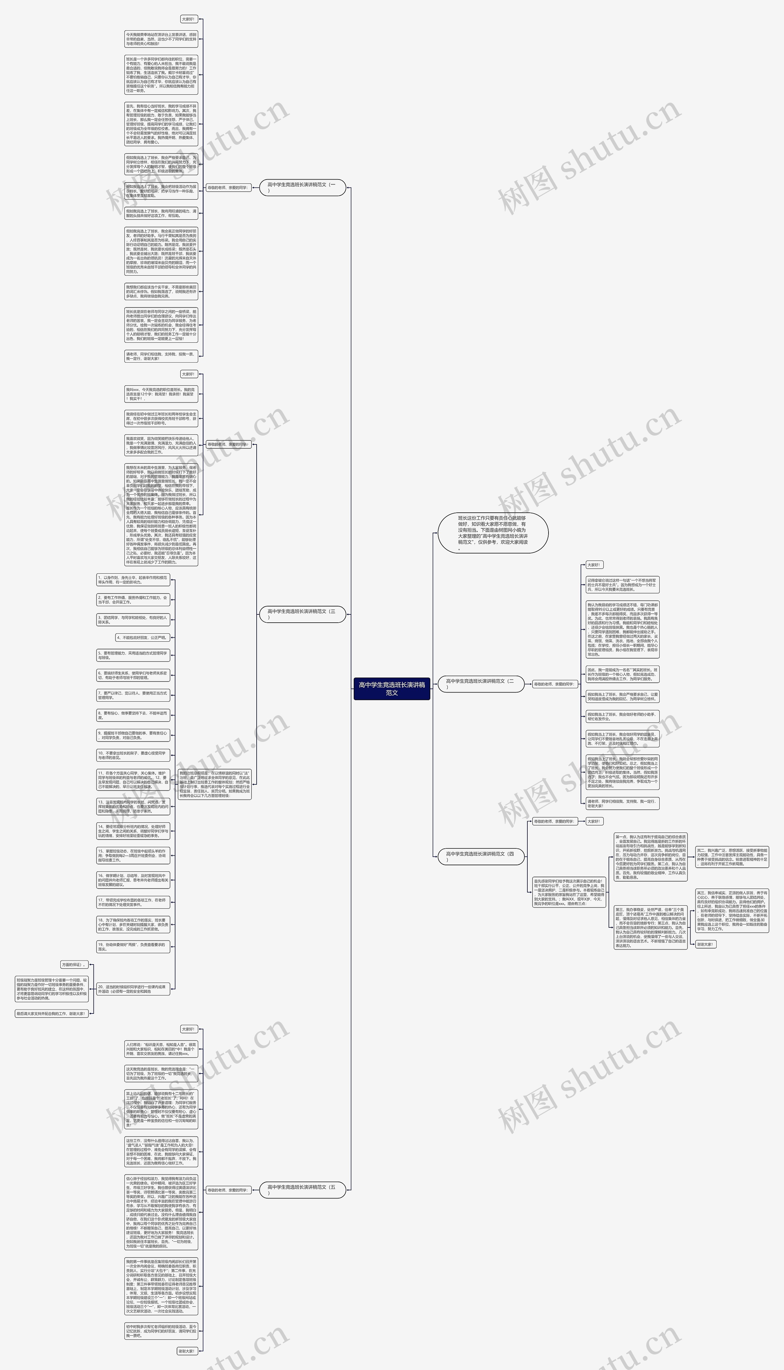 高中学生竞选班长演讲稿范文思维导图