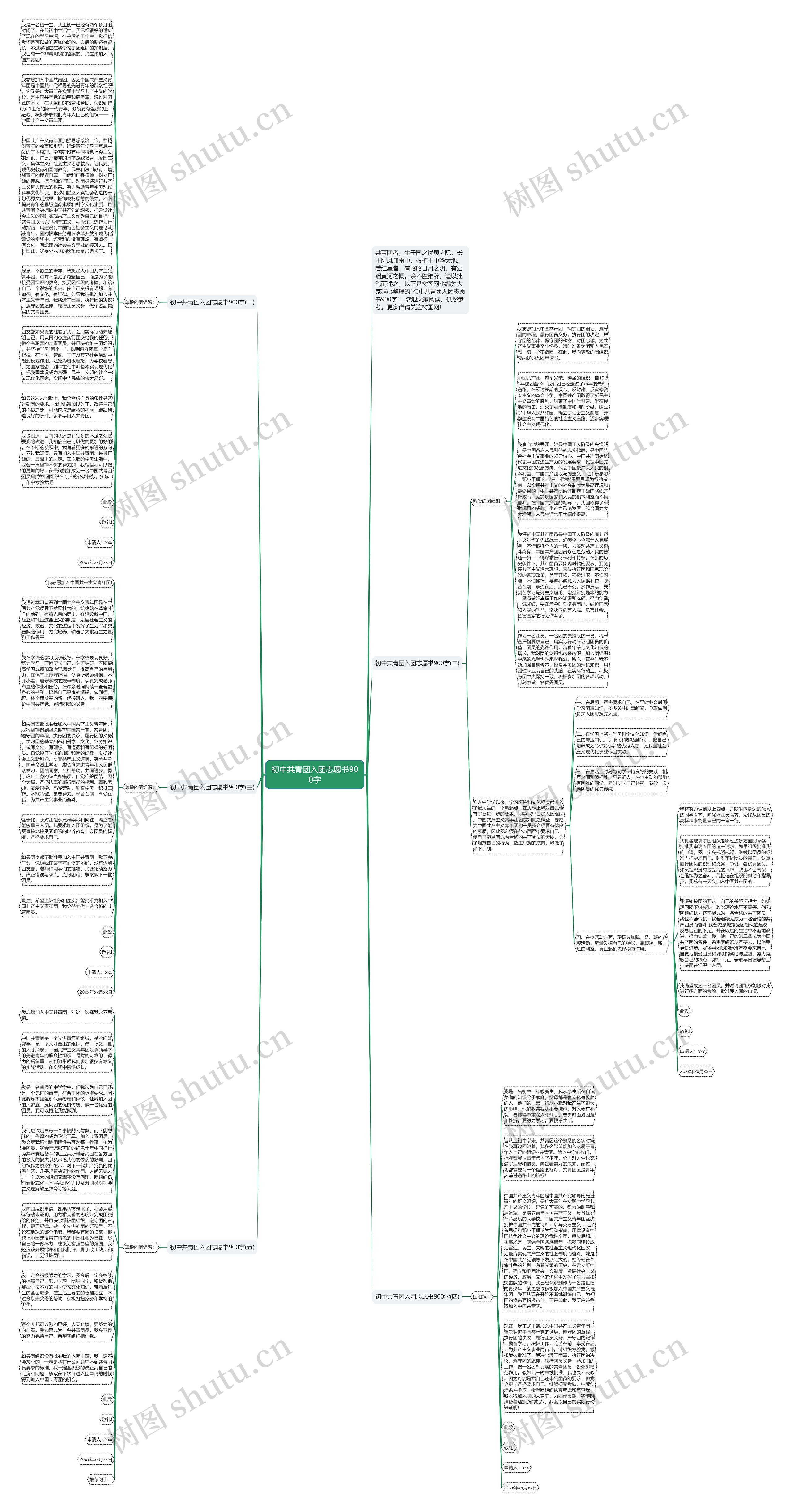 初中共青团入团志愿书900字思维导图