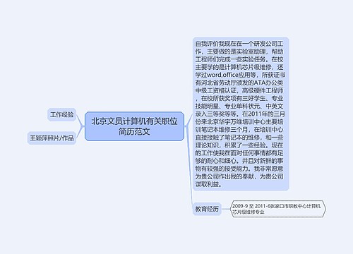 北京文员计算机有关职位简历范文