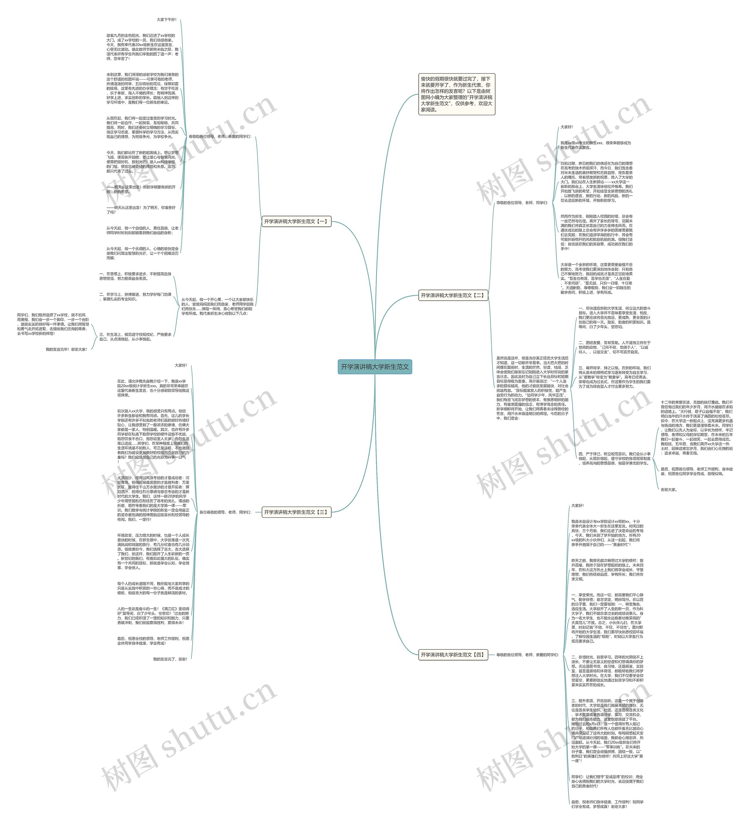 开学演讲稿大学新生范文思维导图
