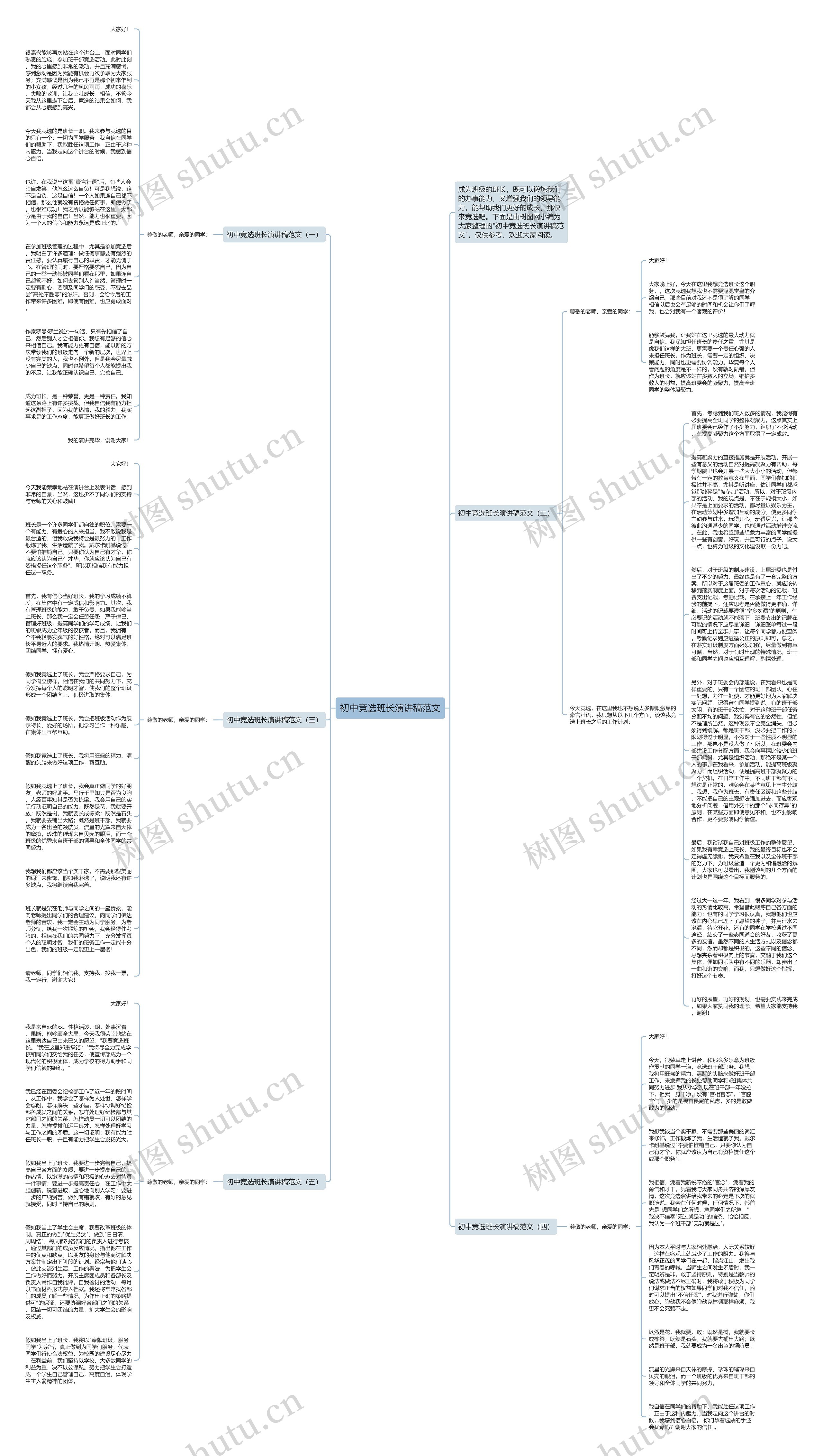 初中竞选班长演讲稿范文思维导图