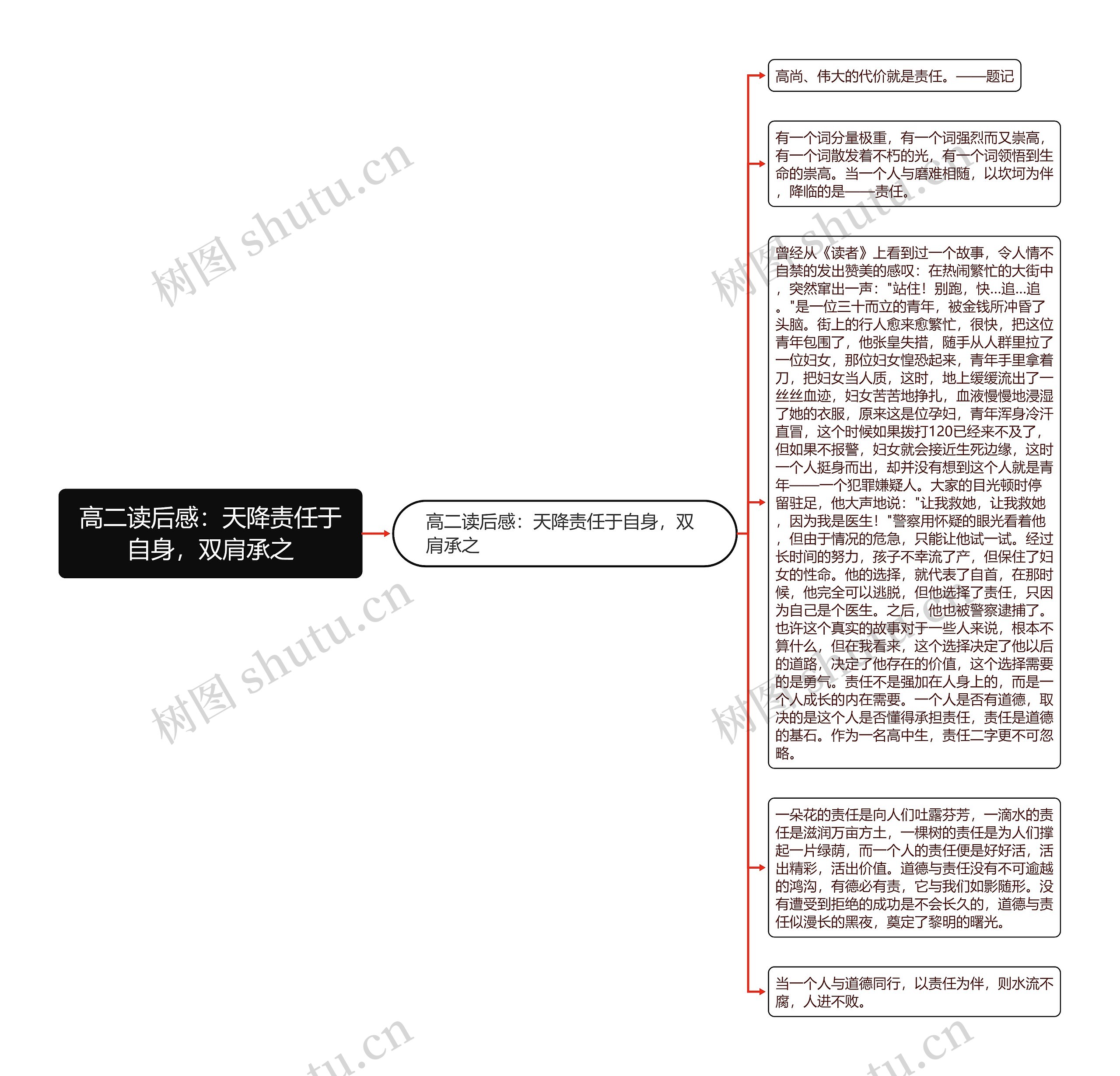 高二读后感：天降责任于自身，双肩承之思维导图