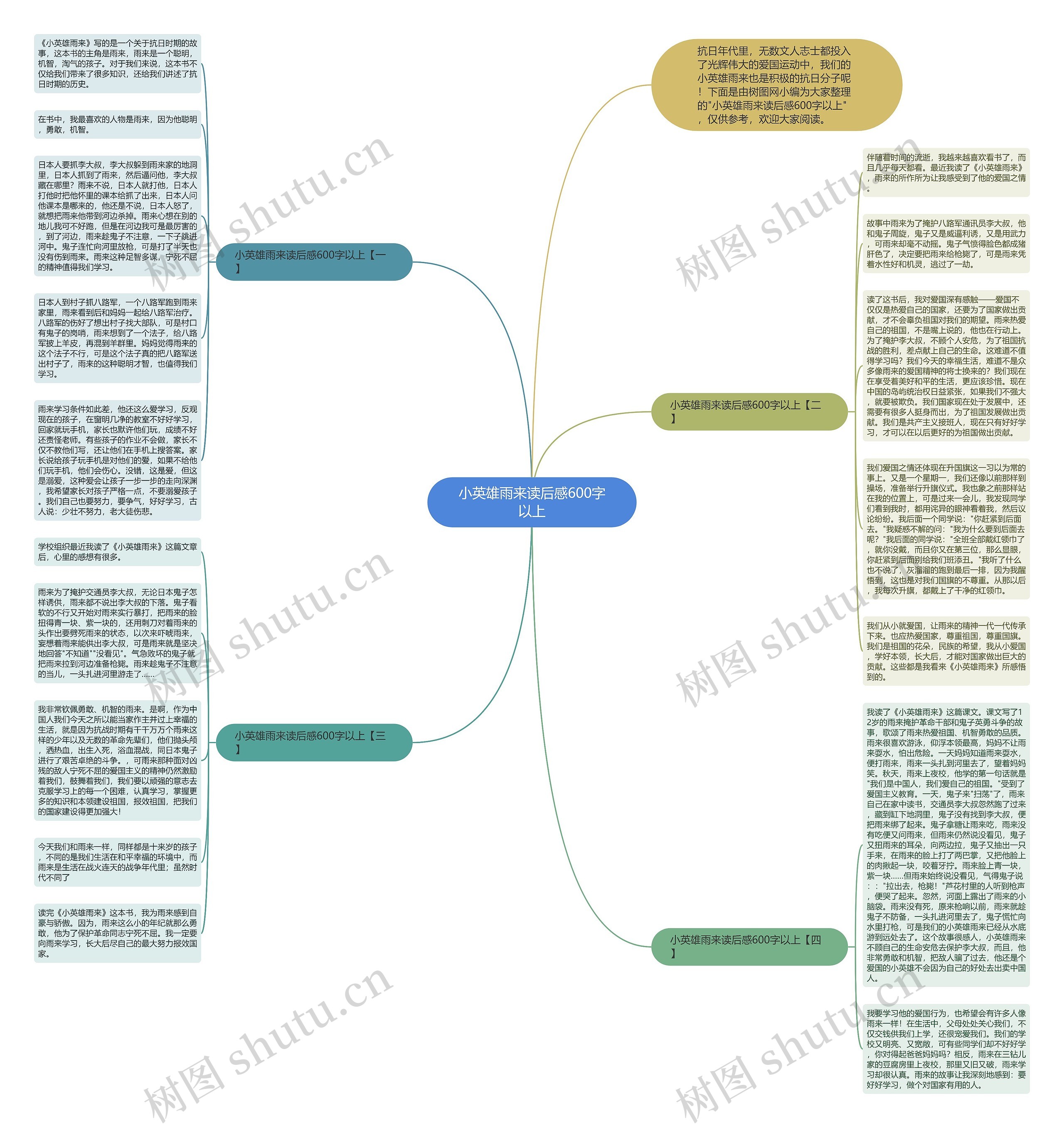 小英雄雨来读后感600字以上思维导图