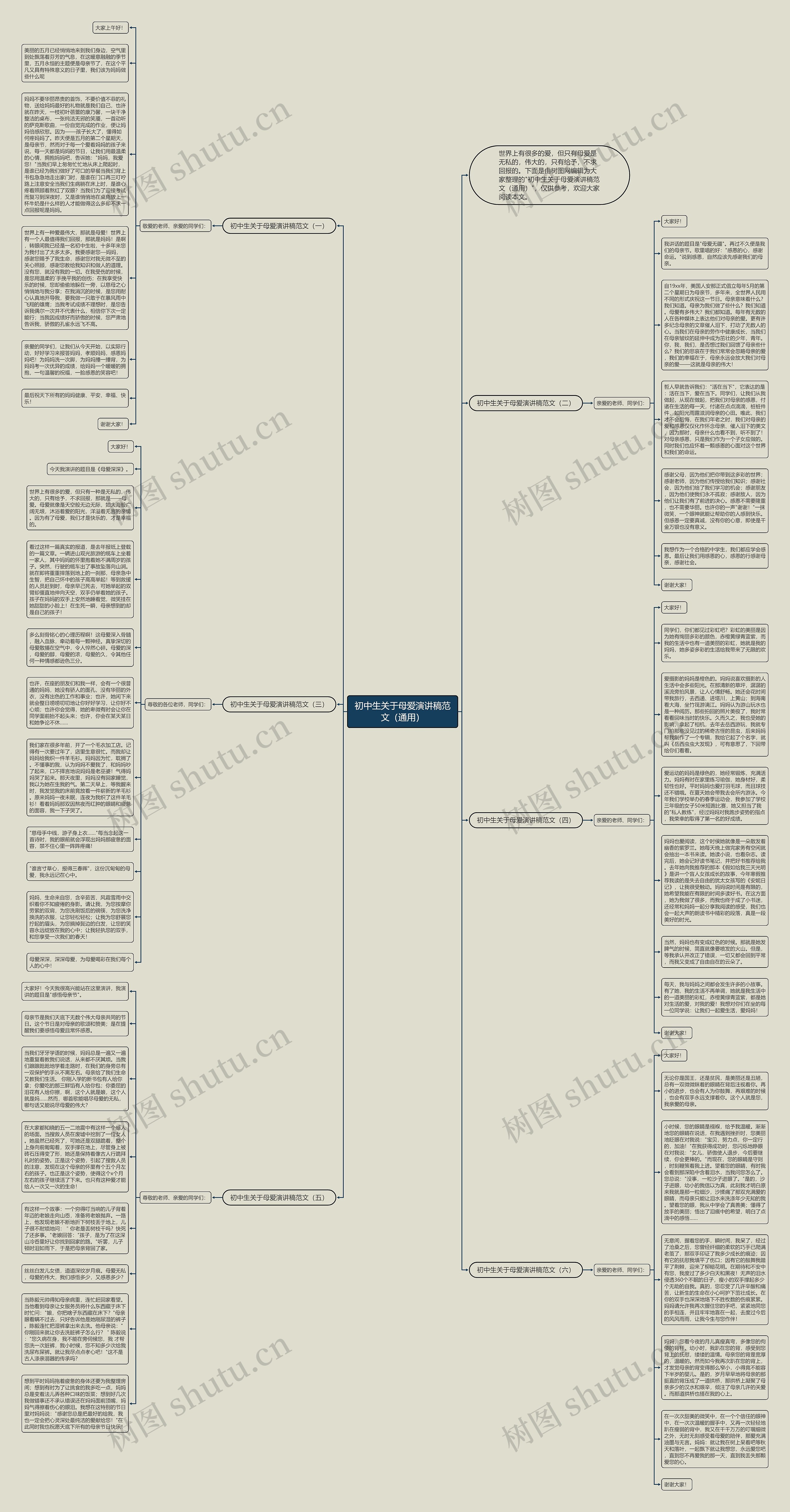 初中生关于母爱演讲稿范文（通用）思维导图