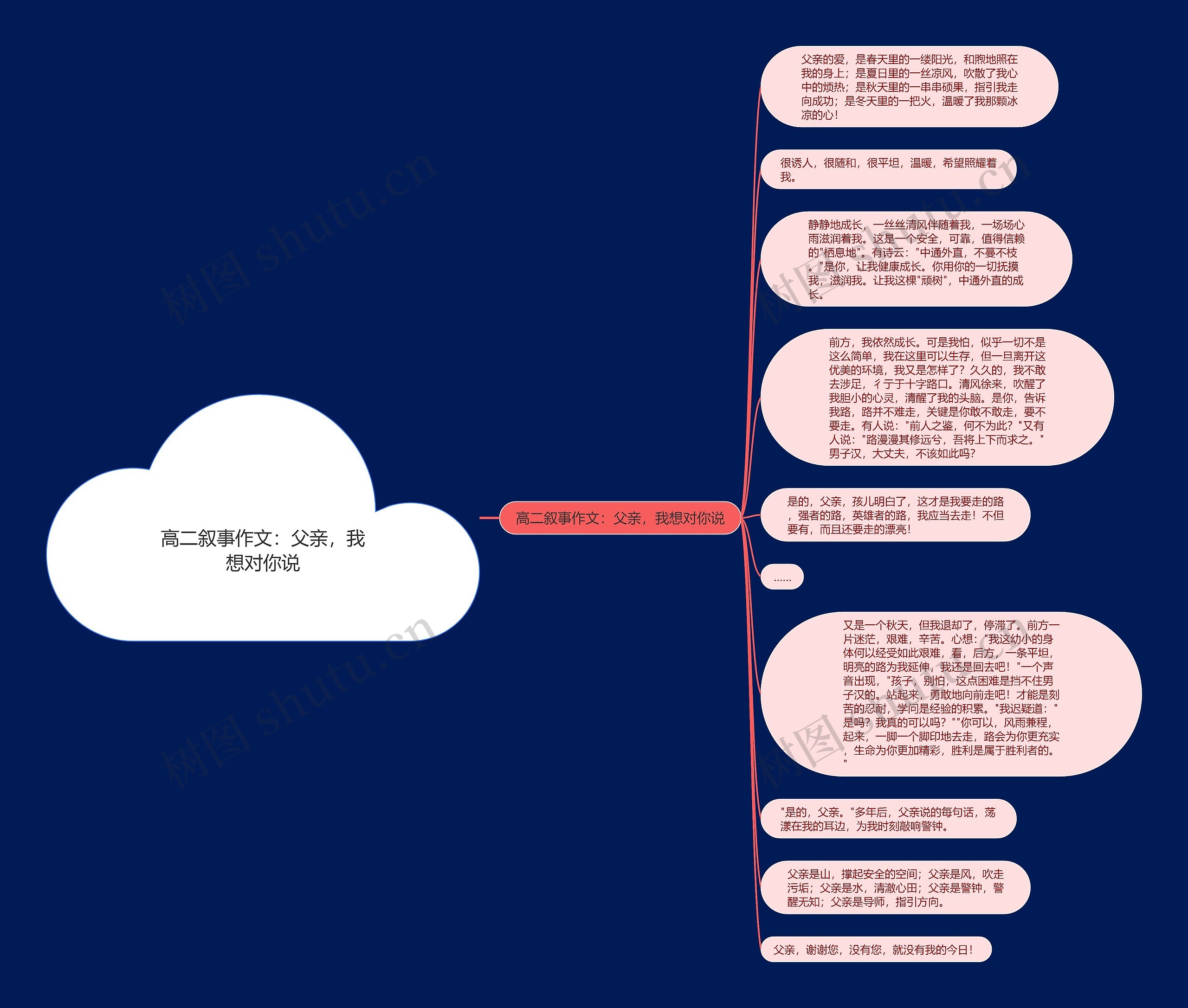 高二叙事作文：父亲，我想对你说思维导图