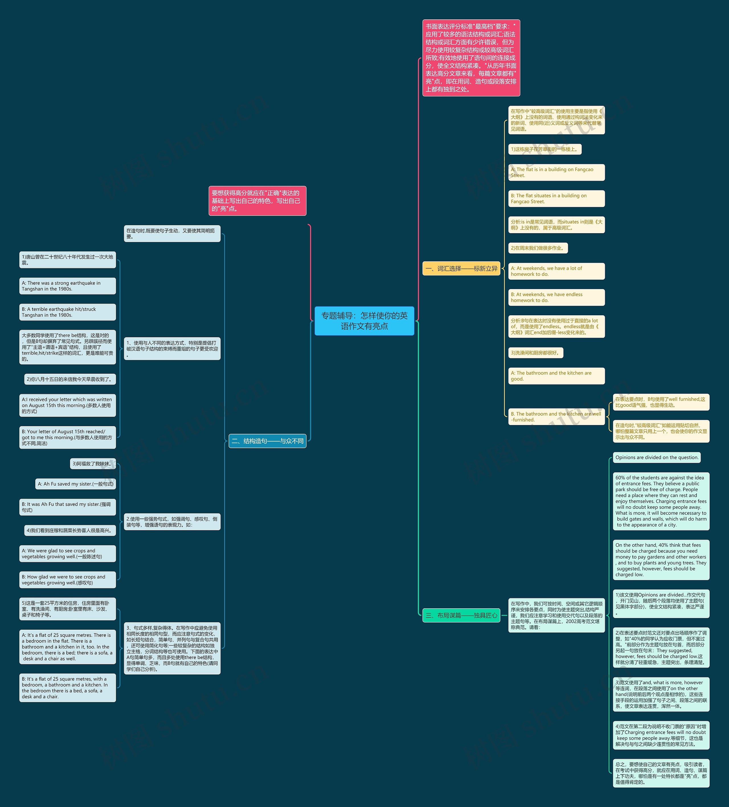 专题辅导：怎样使你的英语作文有亮点思维导图