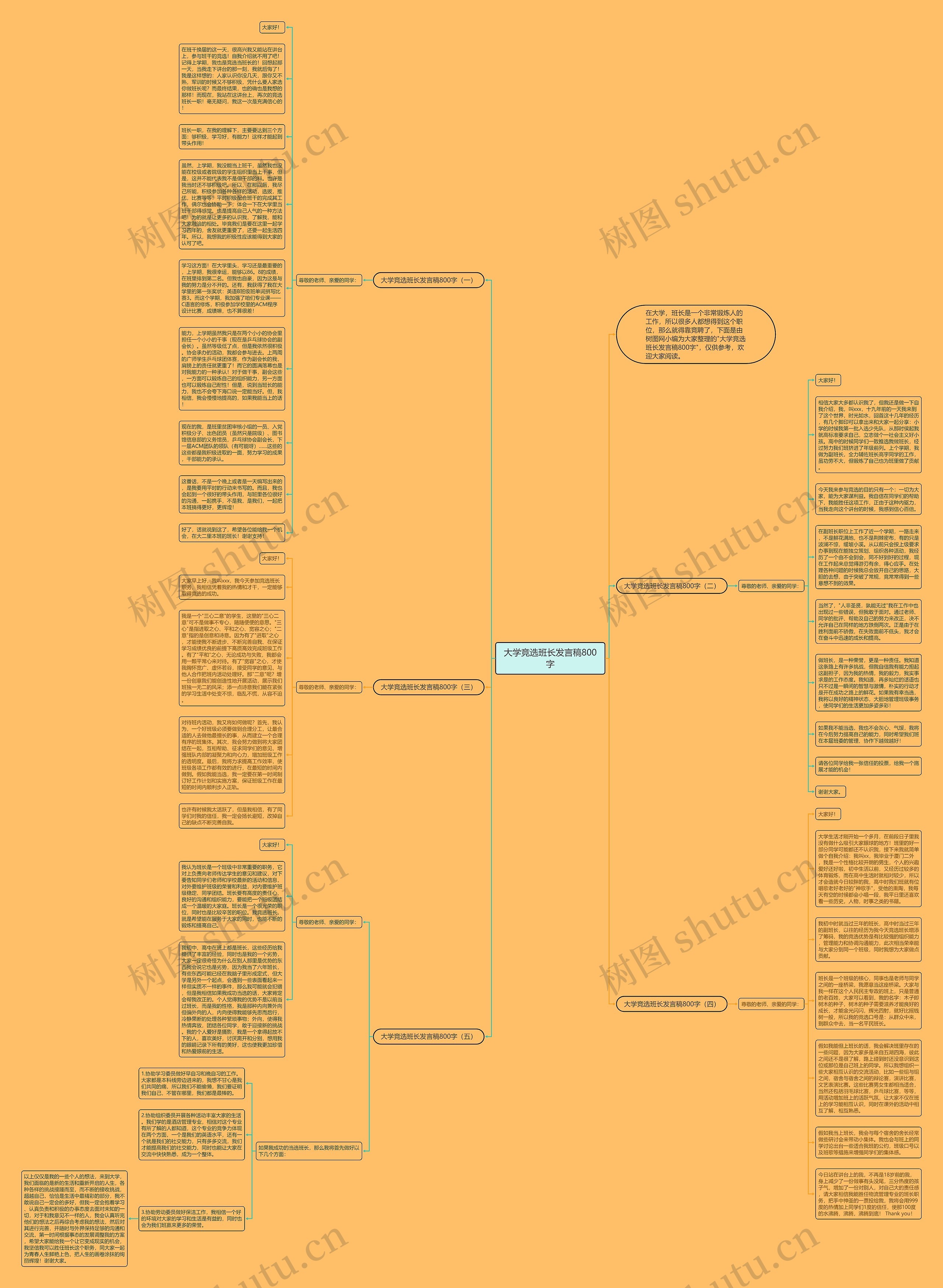 大学竞选班长发言稿800字思维导图