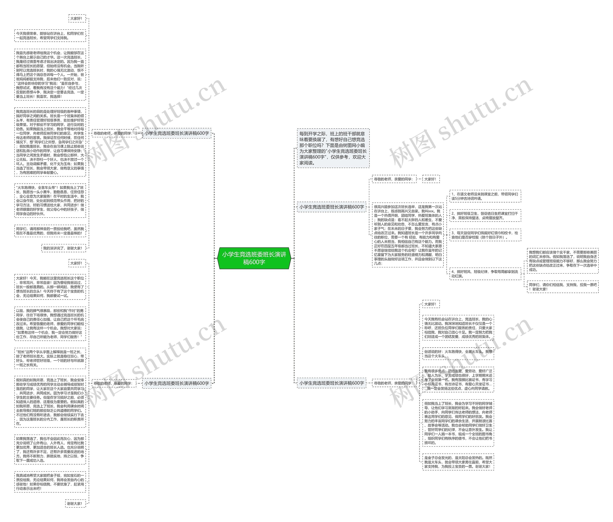 小学生竞选班委班长演讲稿600字思维导图