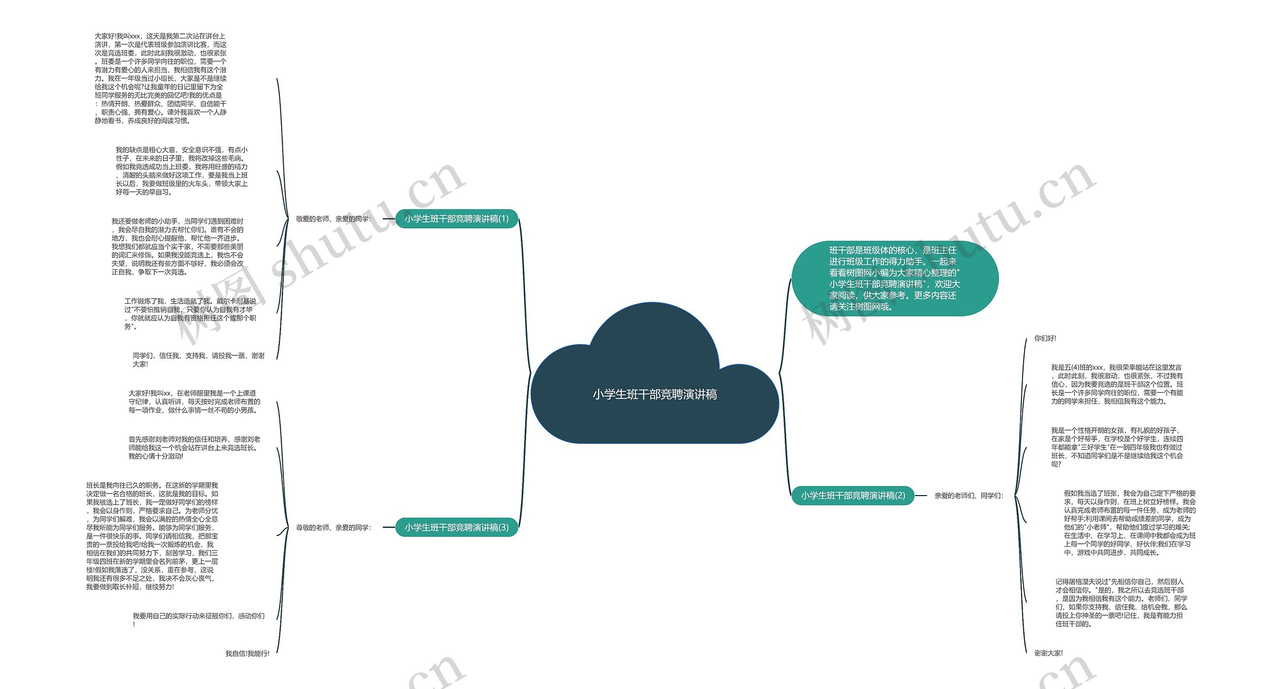 小学生班干部竞聘演讲稿思维导图