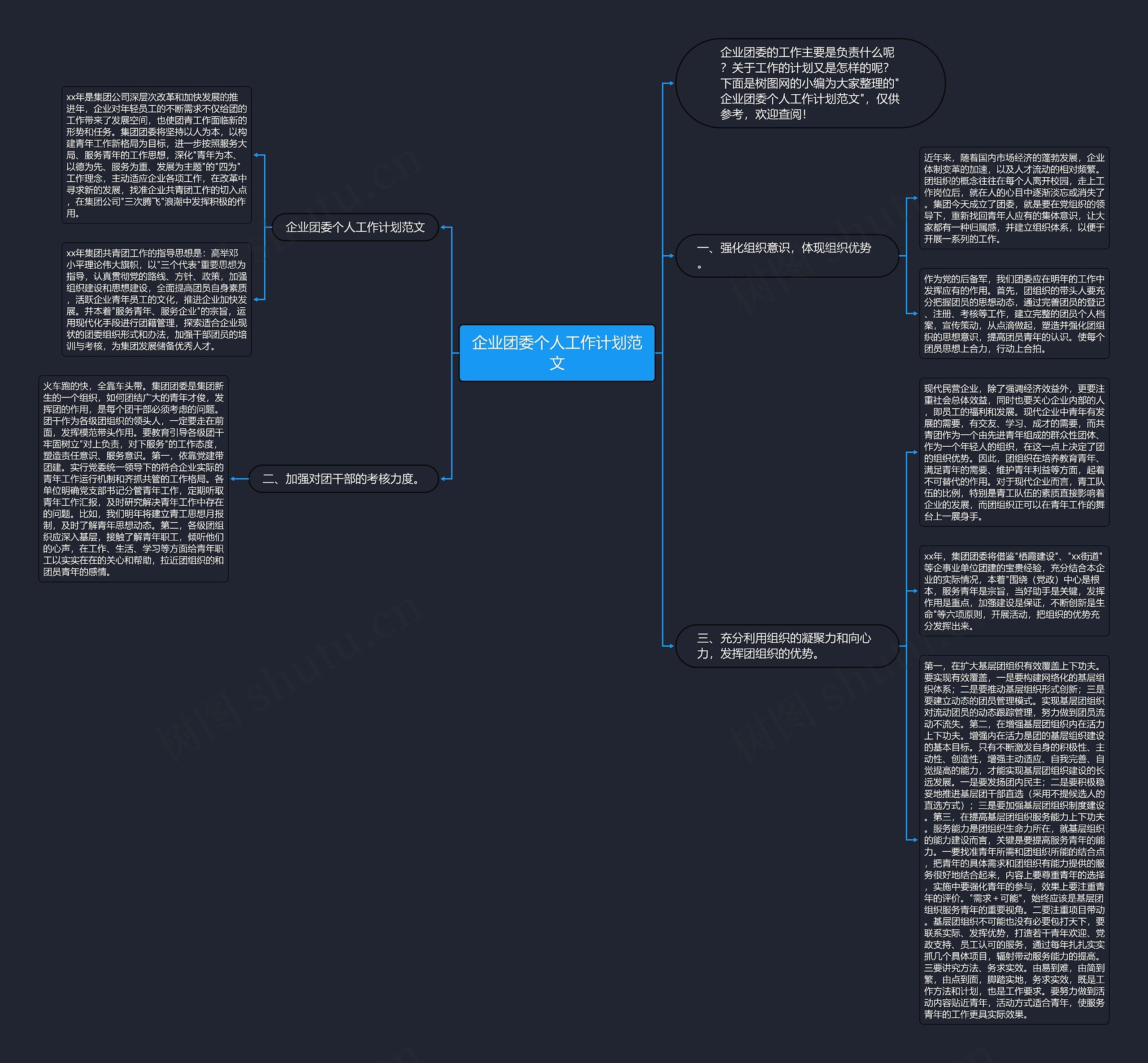 企业团委个人工作计划范文思维导图