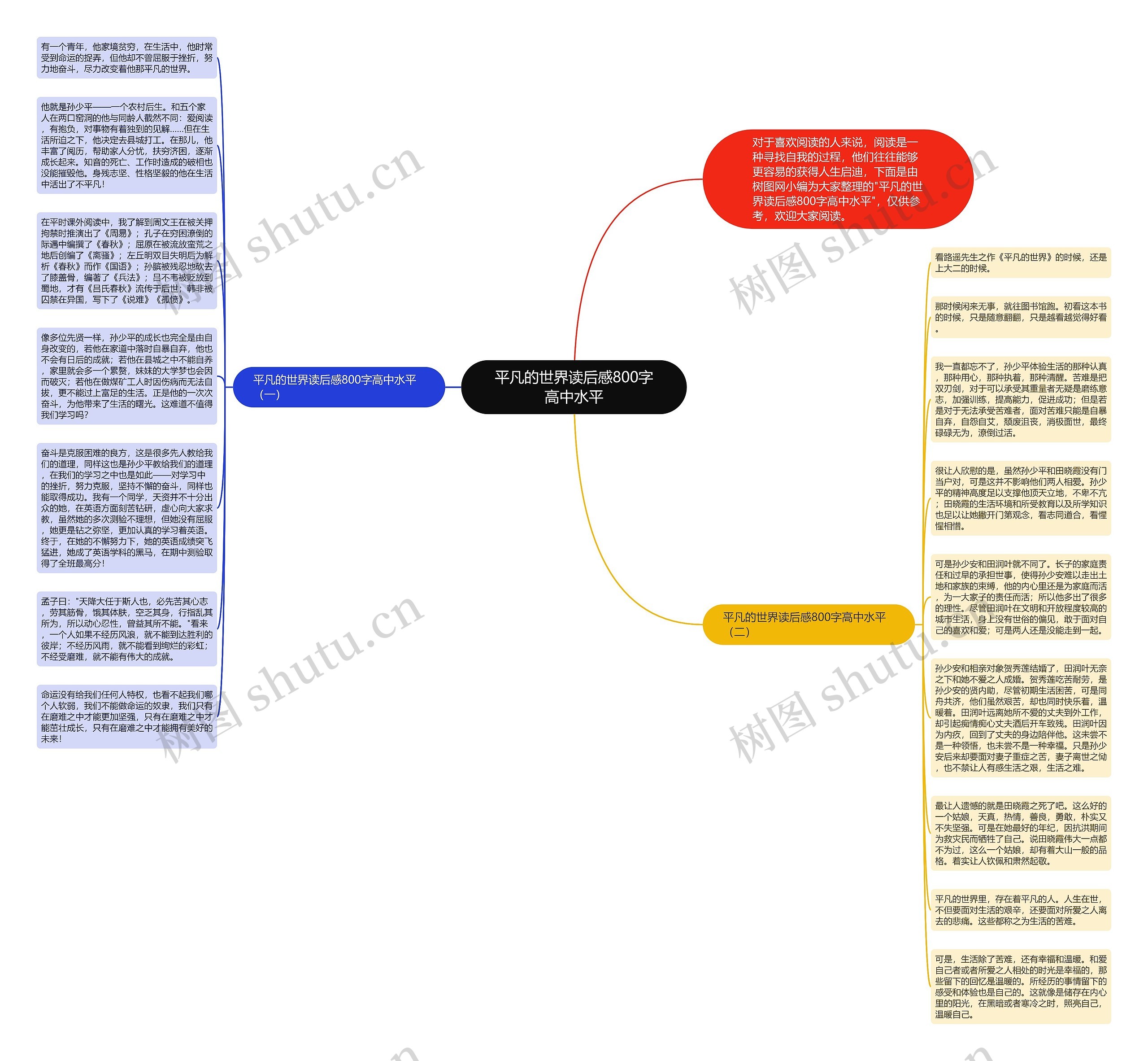 平凡的世界读后感800字高中水平思维导图