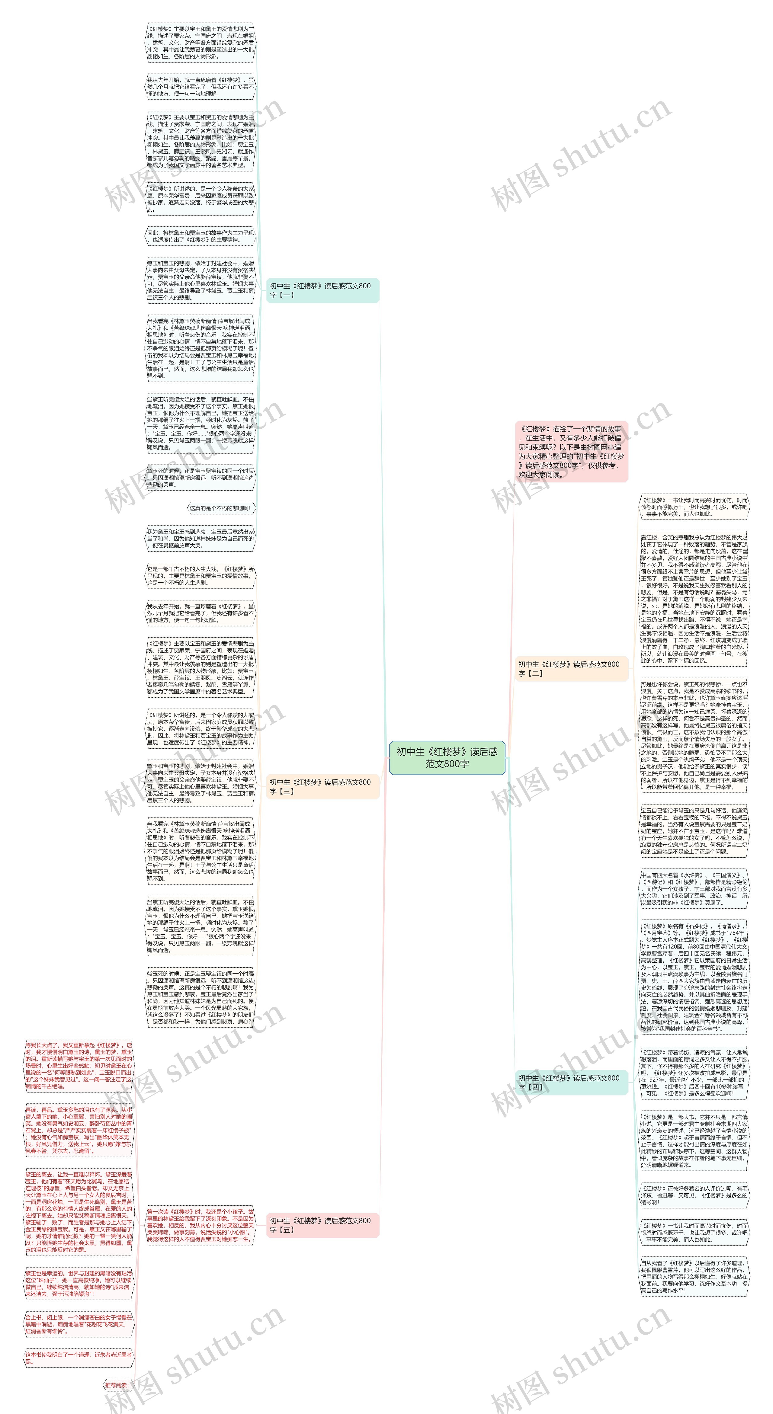 初中生《红楼梦》读后感范文800字思维导图