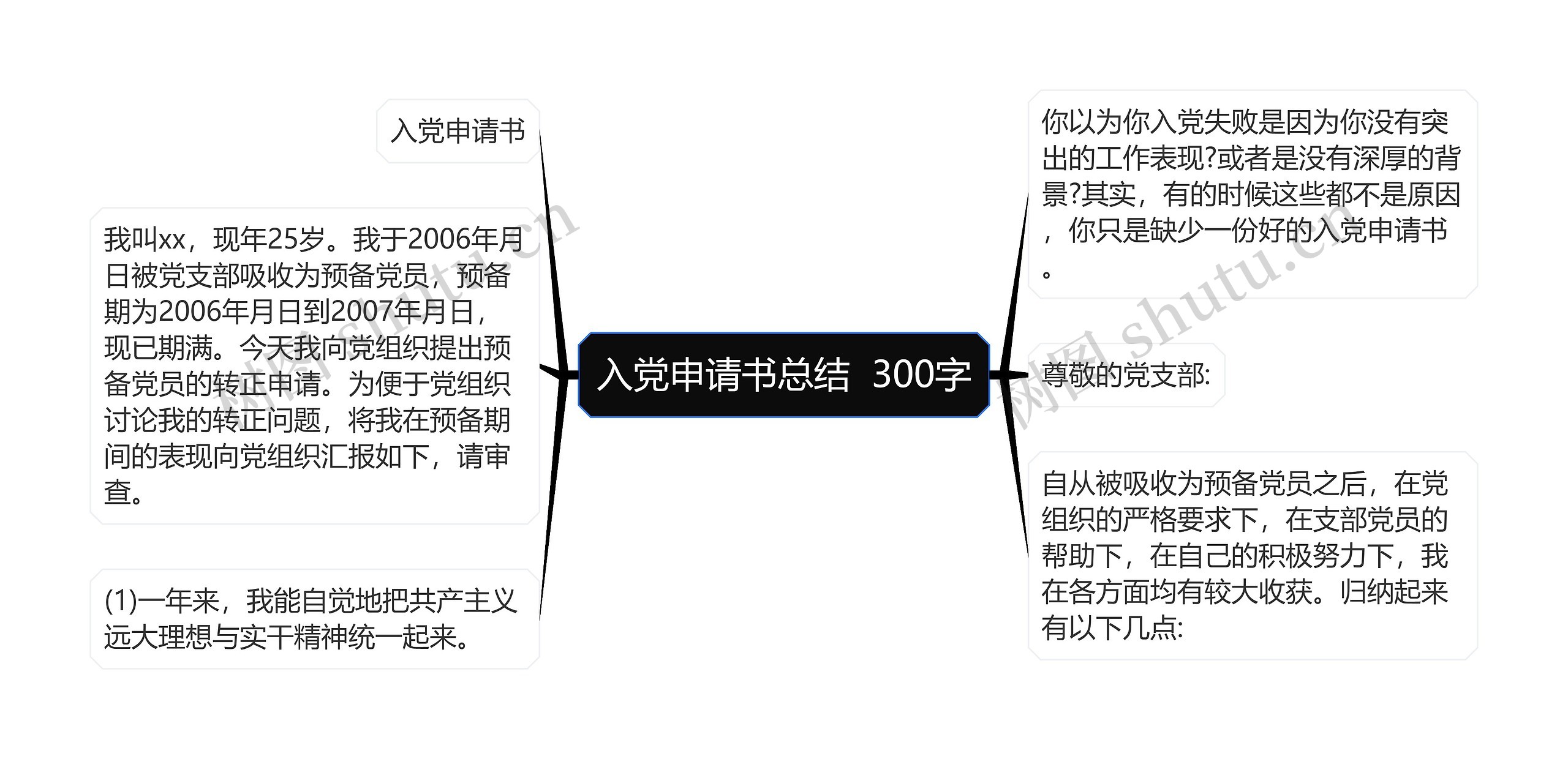 入党申请书总结  300字思维导图