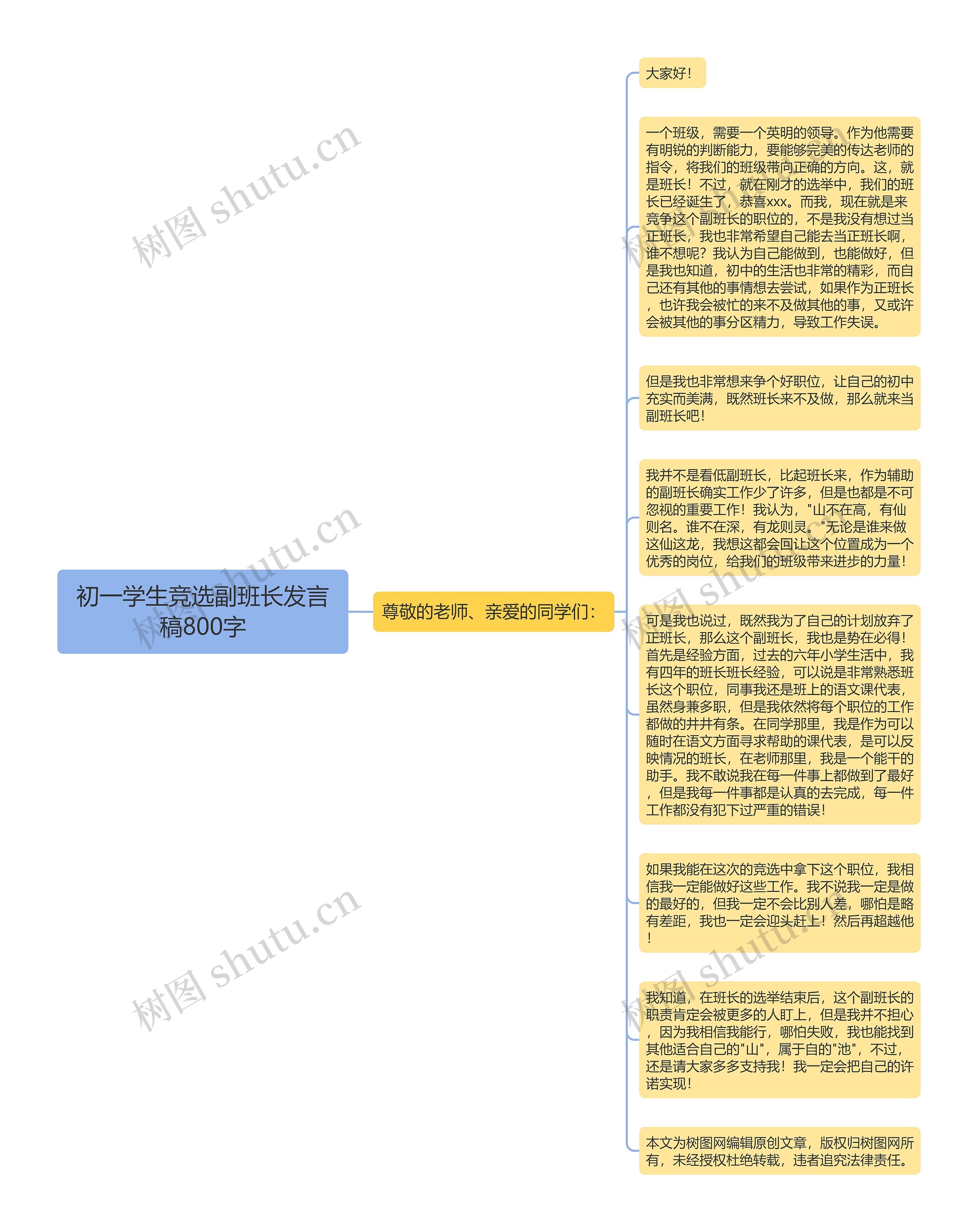 初一学生竞选副班长发言稿800字思维导图