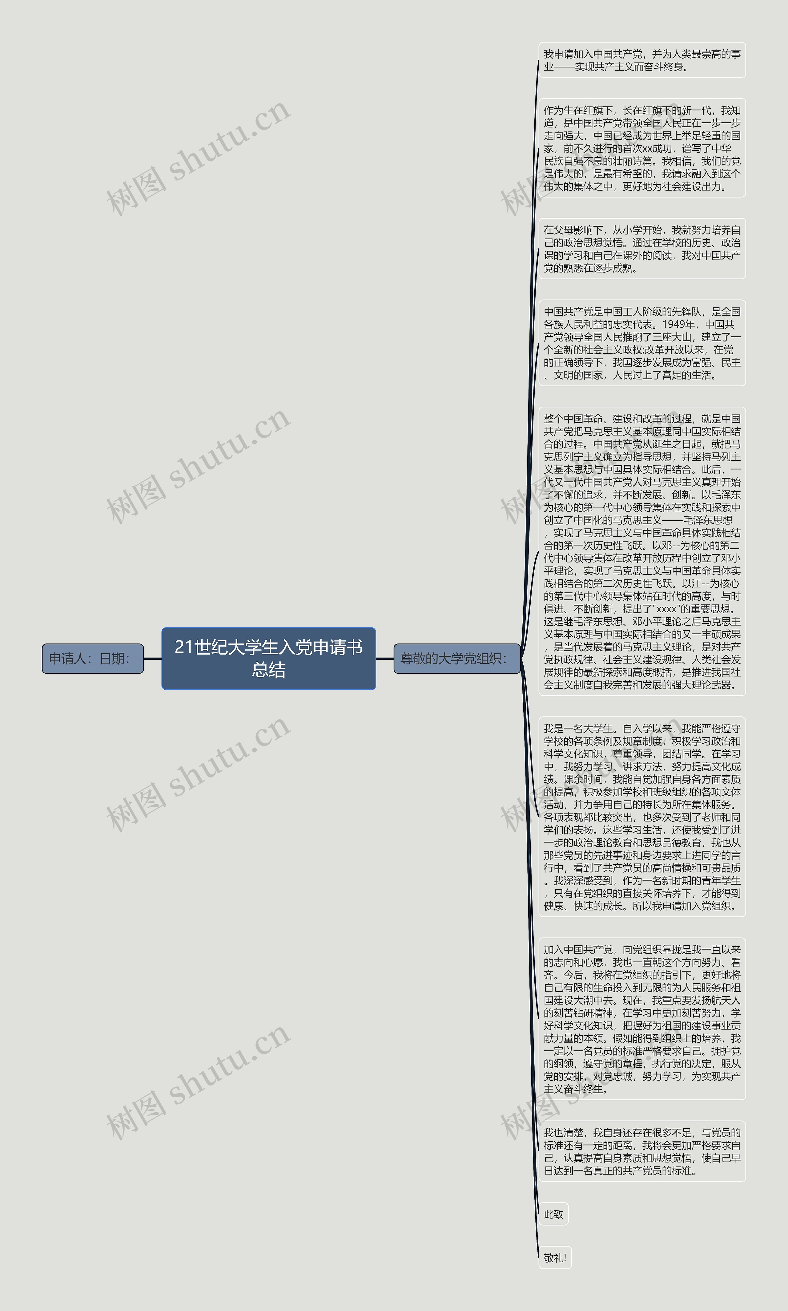 21世纪大学生入党申请书总结思维导图