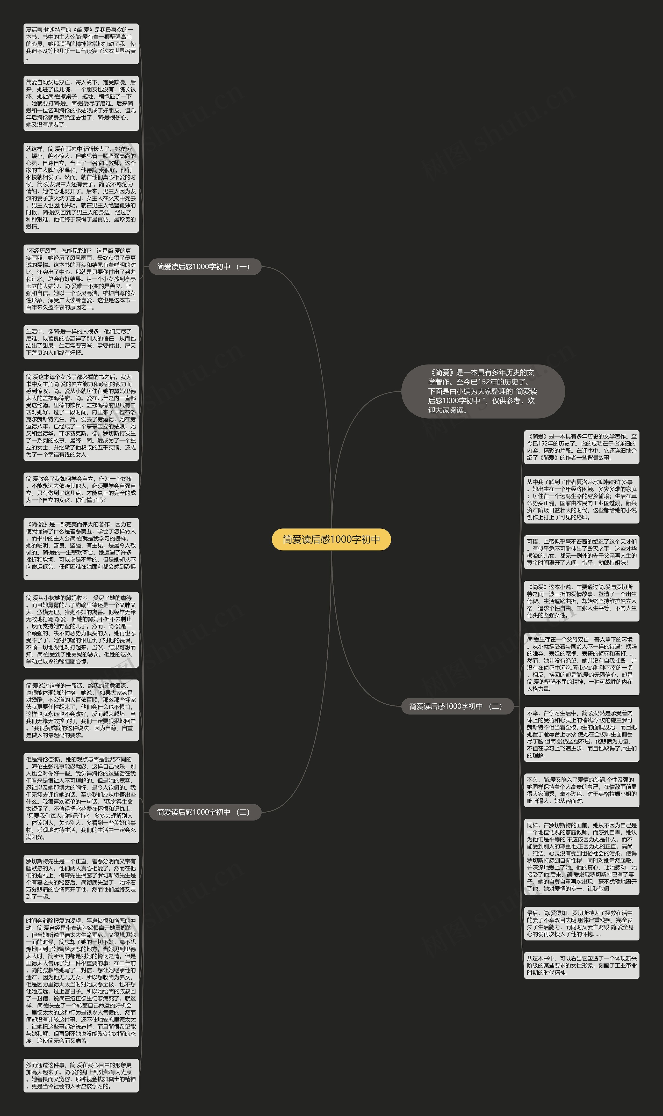 简爱读后感1000字初中思维导图